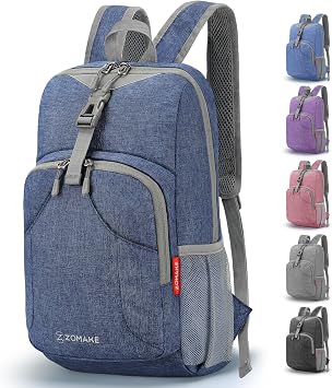 ZOMAKE Ultra Lightweight Backpack 10L, Small Hiking Daypack Water Resistant Travel Daybag Ultra Light Backpacks for Hiking Navy Blue-A4