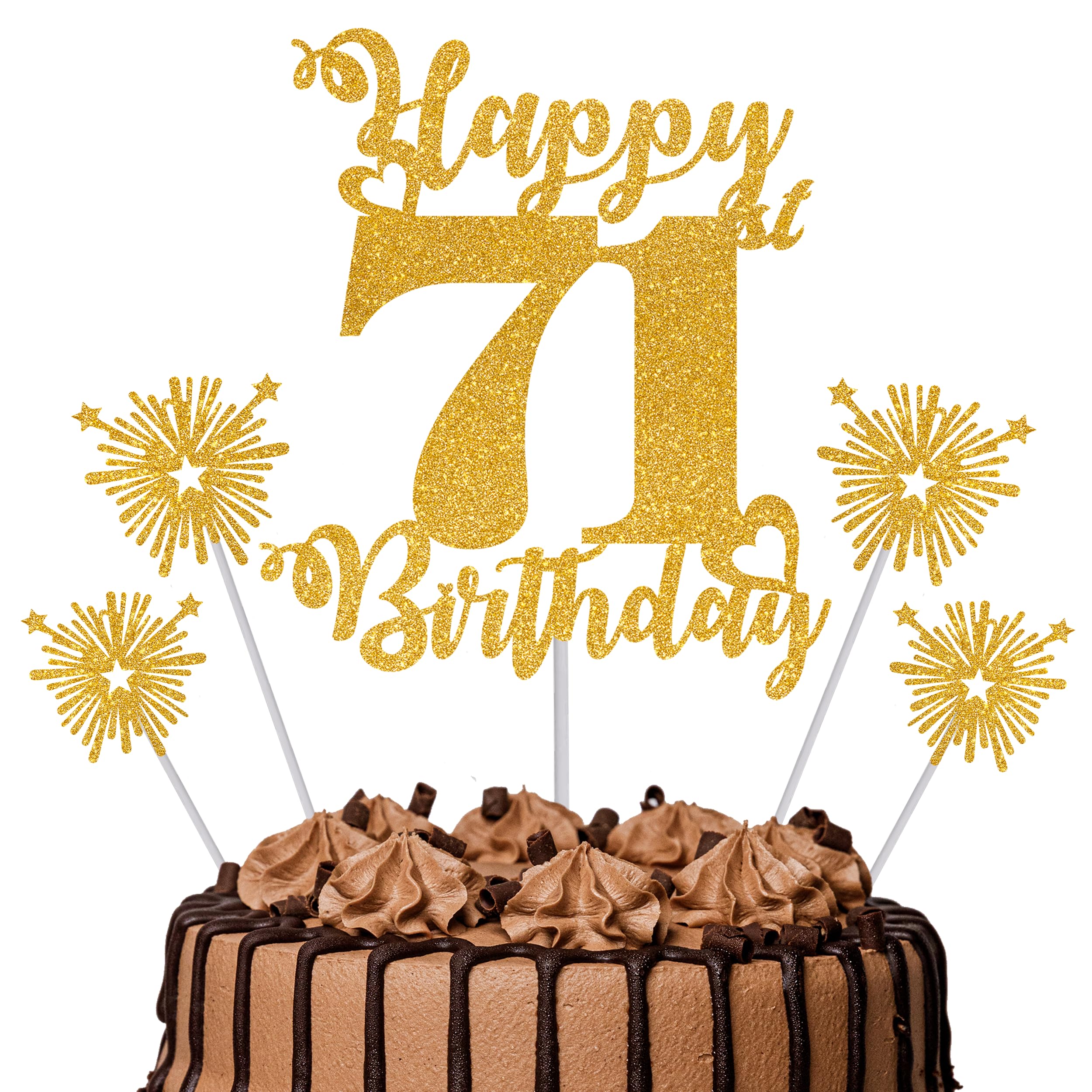Gold Glitter 96th Birthday Cake Topper Set – 5 Piece Premium Glitter Birthday Decoration & Party Supplies for Men, Women & Kids – 96th Birthday — view 32