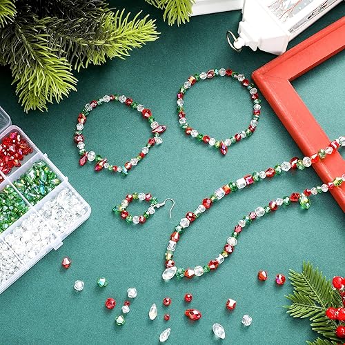 Miniatura 3 de Ferreve 1290 cuentas de luz Rondelle de cristal surtidas de Navidad para hacer joyas, cuentas AB de vidrio facetadas con surtidos de cuentas para