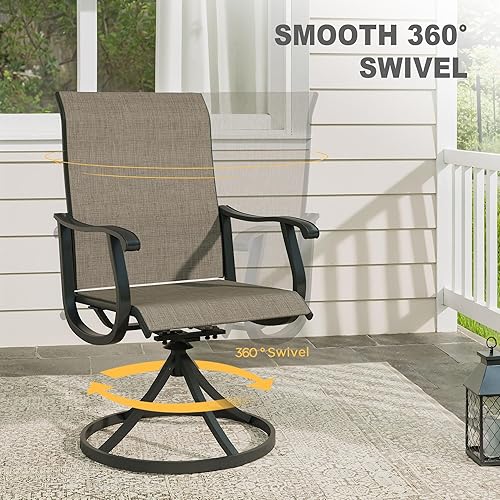 Miniatura 5 de VICLLAX Juego de mesa de bistró para patio de 3 piezas, mesa redonda de metal de 27.6 pulgadas y 2 sillas giratorias de textileno, juego de comedor