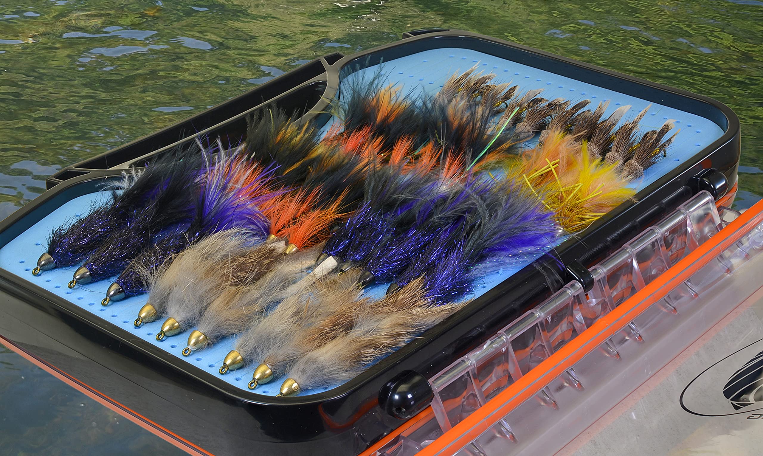 Extra Large Double Sided Water Proof Boat Fly Box with Handle - 424 Slots
