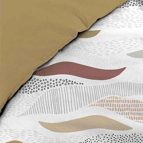 Douceur d'Intérieur, Parure de Lit 3 Pièces (240 x 220 cm) Zenith Naturel, Microfibre Imprimée - 4