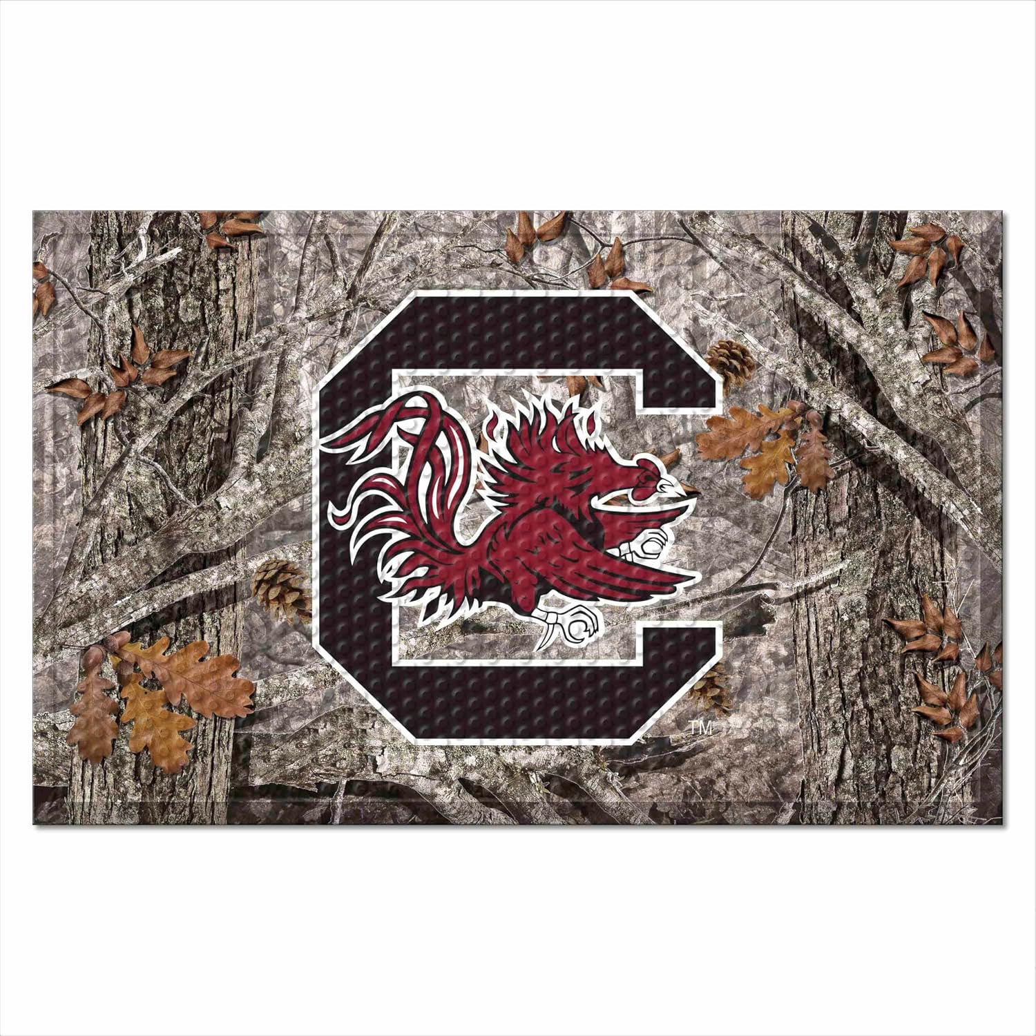 FANMATS 19231 South Carolina Gamecocks Rubber Scraper Door Mat, Camo Color