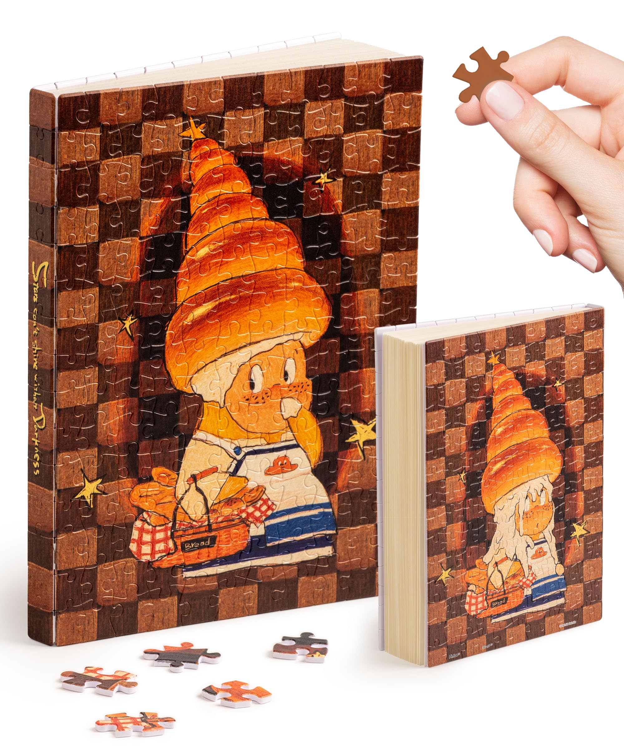 piecerelax a5 puzzle journal 329 plastic pieces for adults — twinkle twinkle - creamy bread - book cover & notebook, unique puzzle gift, jigsaw artwork [ya1060]