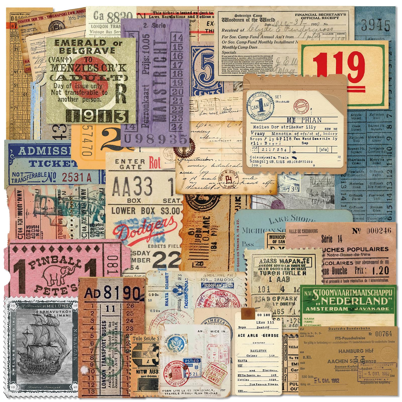 Vintage Journaling Stickers - 100 Pack for Scrapbooking -10