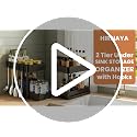 Image of 2 Tier Under Sink Storage Organizer with Hooks | Pull Out Cabinet Rack for Kitchen & Bathroom | Multi-Purpose Under Sink Storage Shelf for Kitchen Cabinets & Bathroom Counter