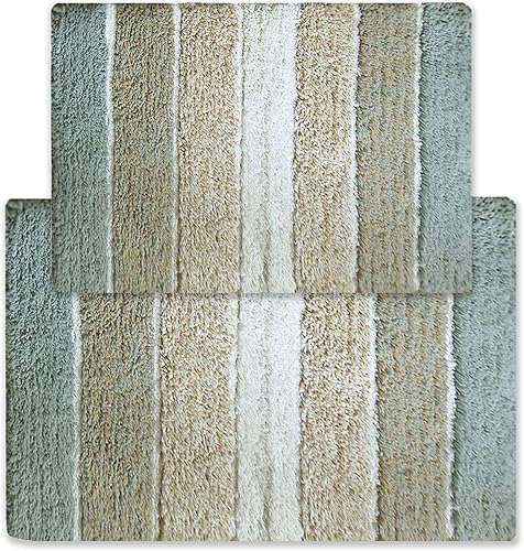 Miniatura 10 de Chardin home Cordural Stripes Alfombra de Baño, Juego de 2 Alfombras de Baño (17x24 Pulgadas y 21x34 Pulgadas) | Antideslizante, Lavable a Máquina,