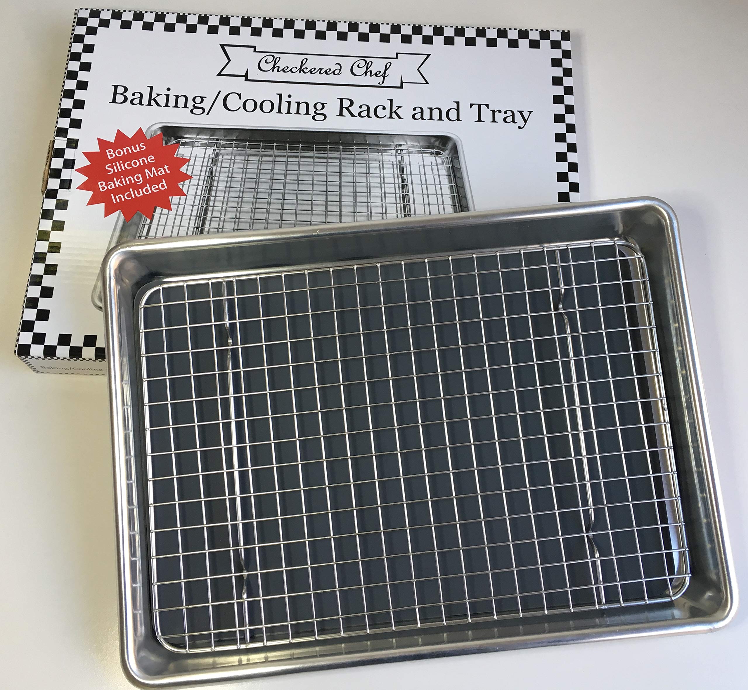 Checkered Chef Quarter Sheet Pan and Rack Set 9.5 x 13 inches. Aluminum
