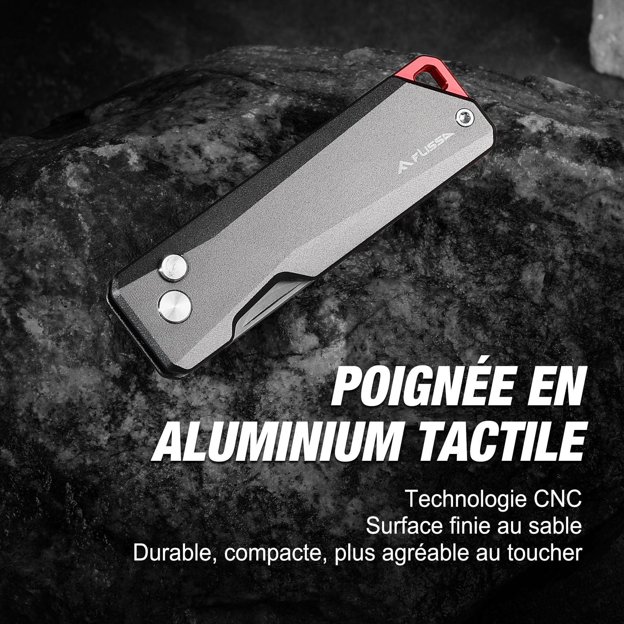 FLISSA Cutter Professionnel en Titane, Cutter Pliable avec 10 Lames, Léger