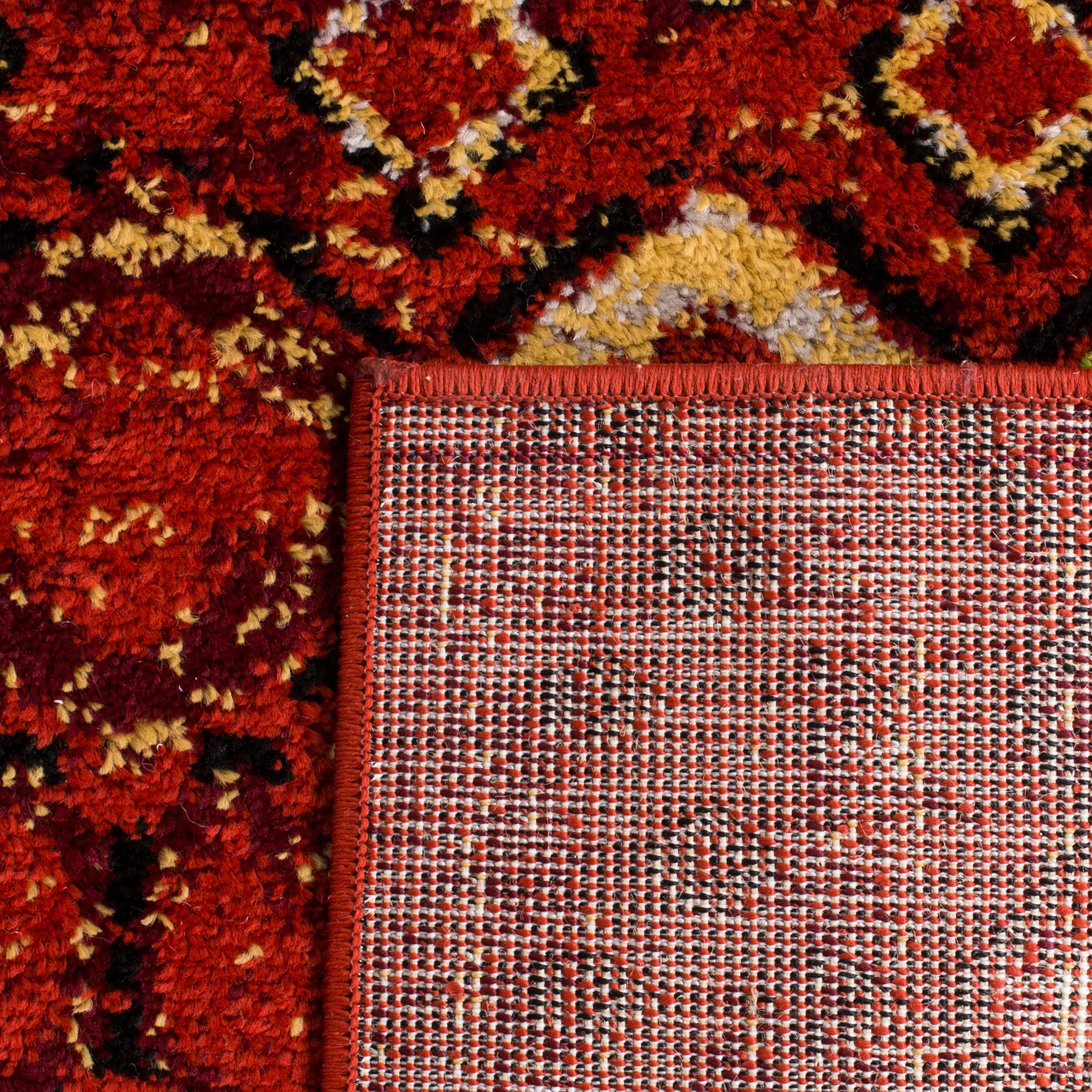 SAFAVIEH Tapis Boho pour Salon, Salle à Manger, Chambre à Coucher - Amsterdam Collection, Tapis à Poil Court, Rouge Terracotta et Multi, 122 X 183 cm
