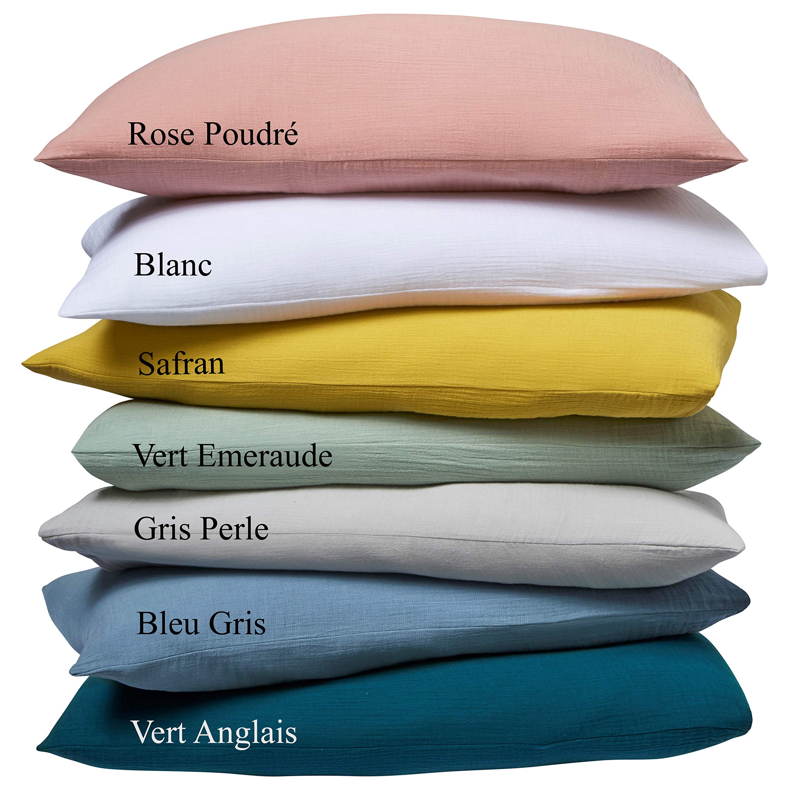 Parure Housse de Couette 100x140 cm + taie 40x60 cm - 100% Double Gaze de Coton Mousseline crépon - Safran