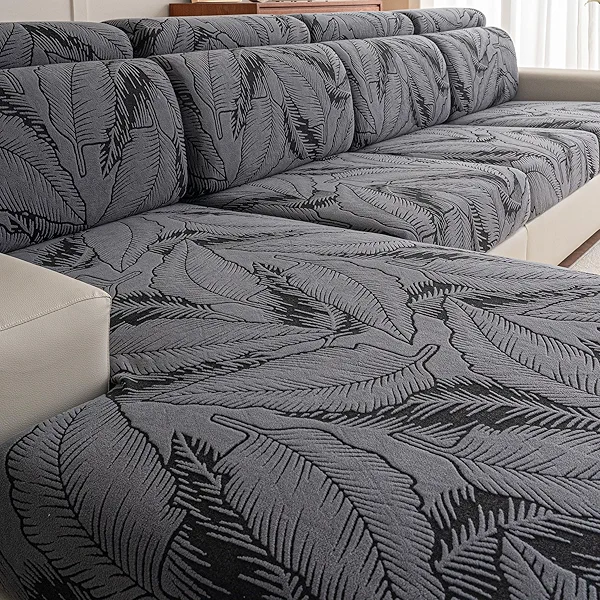 Sofa Cover Washable Sectional Couch Covers Sofa Slipcovers for 3 Cushion Couch Pet Friendly L Shaped Couch Protector Leaf Printed Covers for Dogs Kids