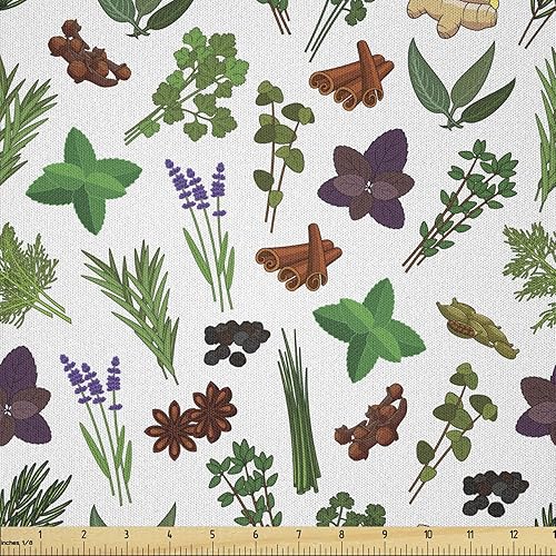 Miniatura 1 de Lunarable The Yard, Tela de hierbas de The Yard, ingredientes de cocina de especias de granja, impresión tradicional con temática de dieta