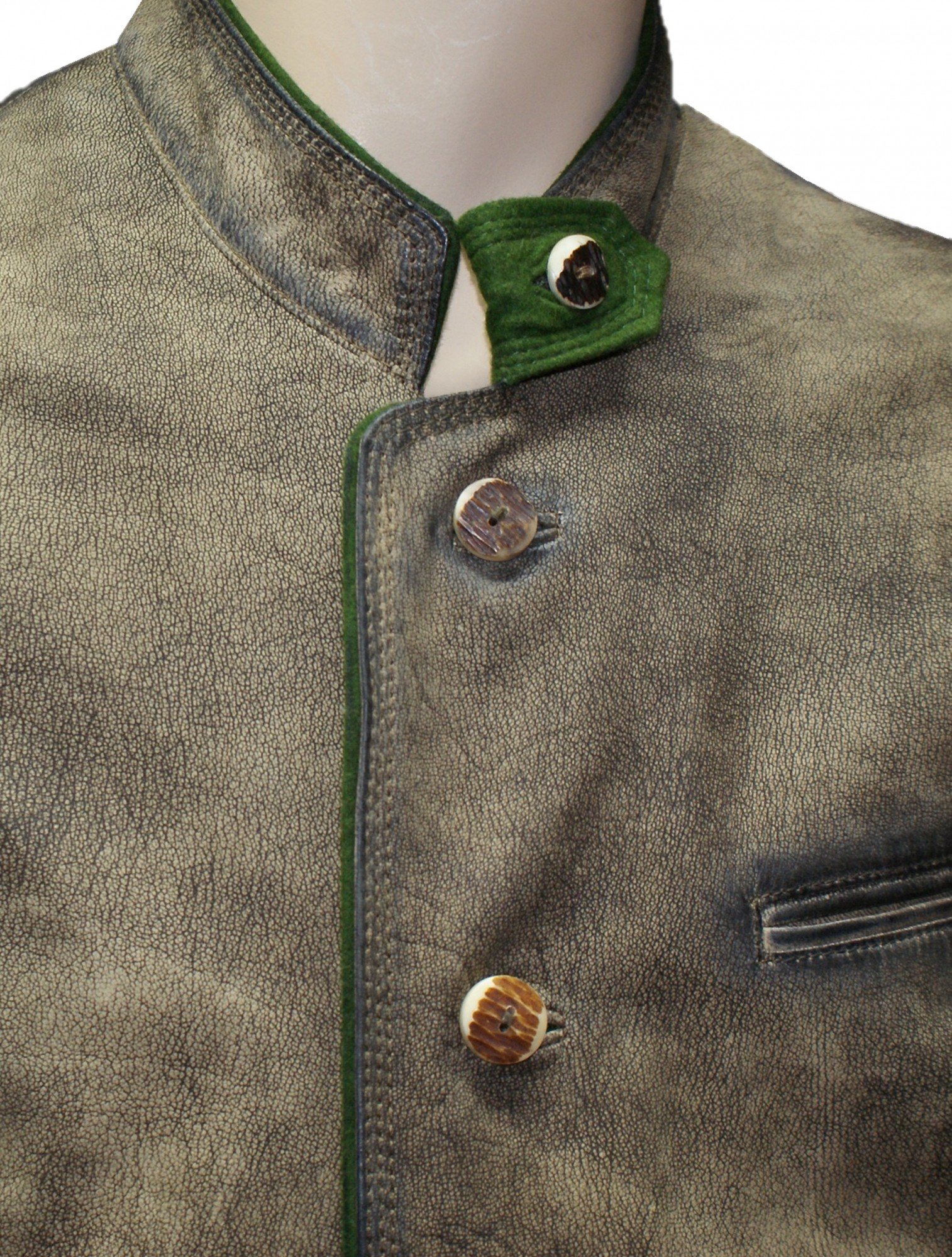 Maddox Lederjacke Trachtenjacke Sakko Jacke Trachtenjanker Leder Trachtenlederjacke Trachtensakko mit Antik-Patina in edler Hirschleder-Optik für Herren Ledersakko mit echten Hirschhorn-Knöpfen