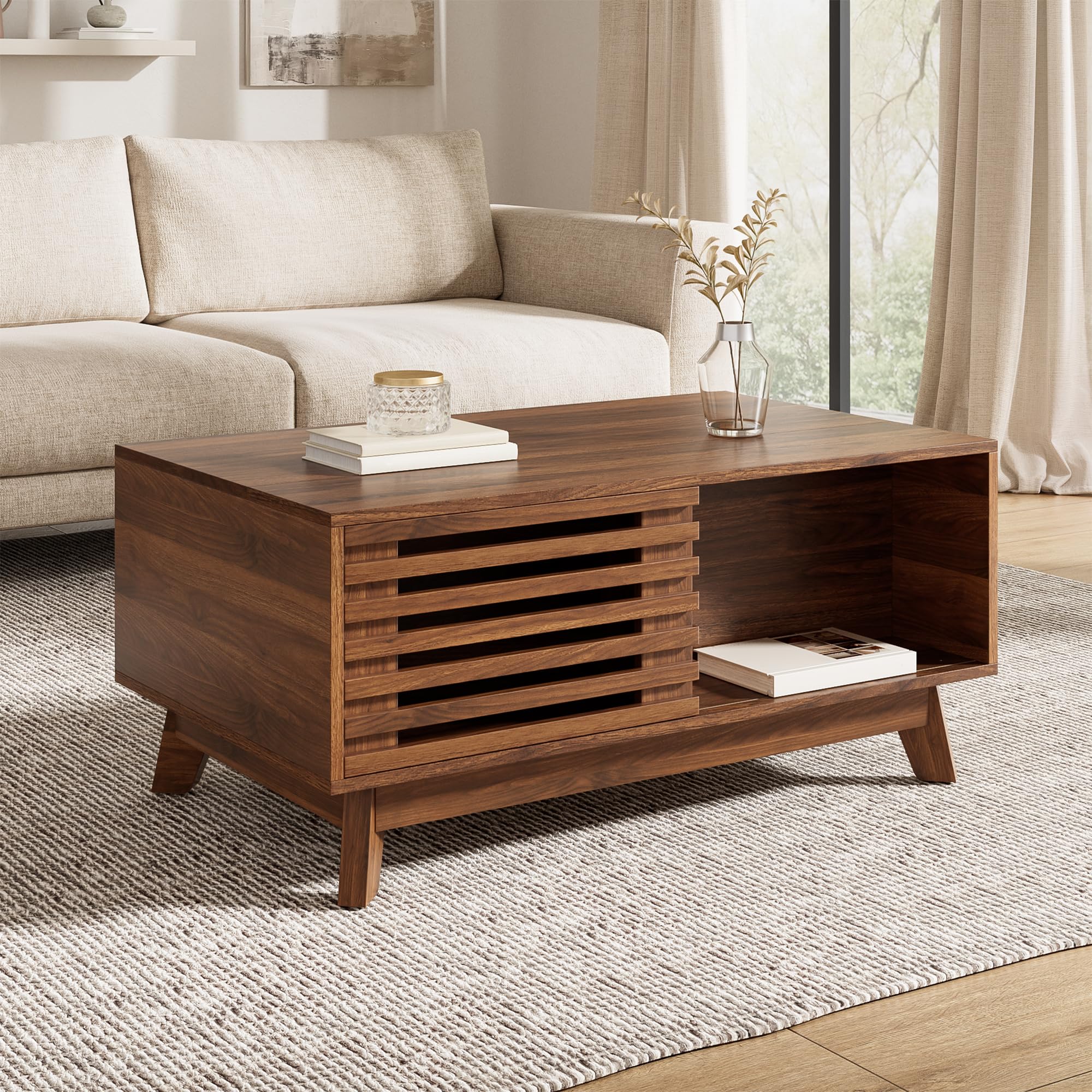 Mesa de centro elevable regulable en altura con MDF resistente Anself