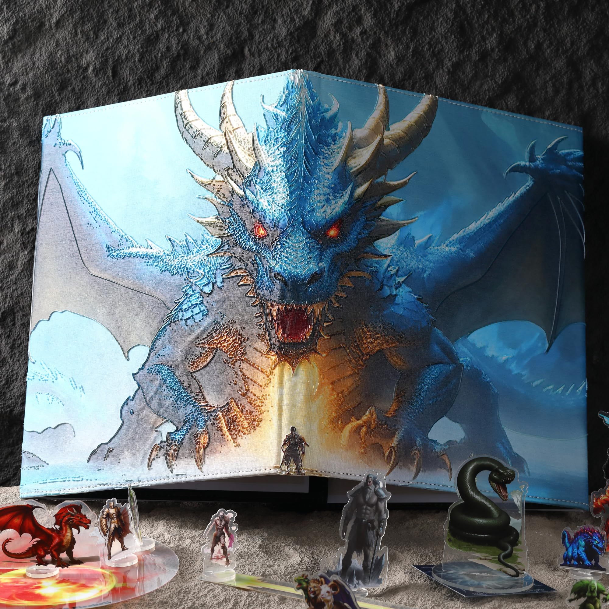 DND 5e DM Screen 8 pannelli Deluxe in ecopelle con tasche oscillanti cancellabili a umido e fogli per trucchi Dungeon Master Dungeons and Dragons GM Terrain Accessori D&D regalo per i Game Master