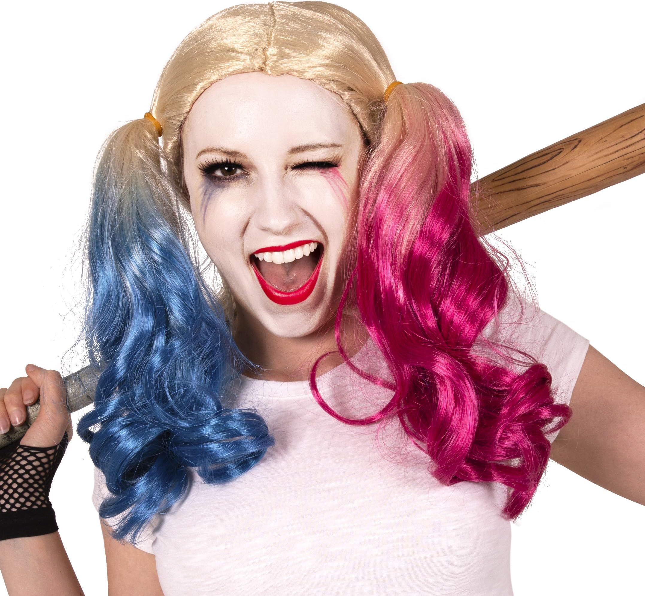 Harley Quinn Wig for Women - Harley Quinn Costume Wig - Harley Quinn Hair Costume Adult - Clown Cosplay Wigs for Women Pink and Blue Wig - Halloween Costume Dressup Apparel