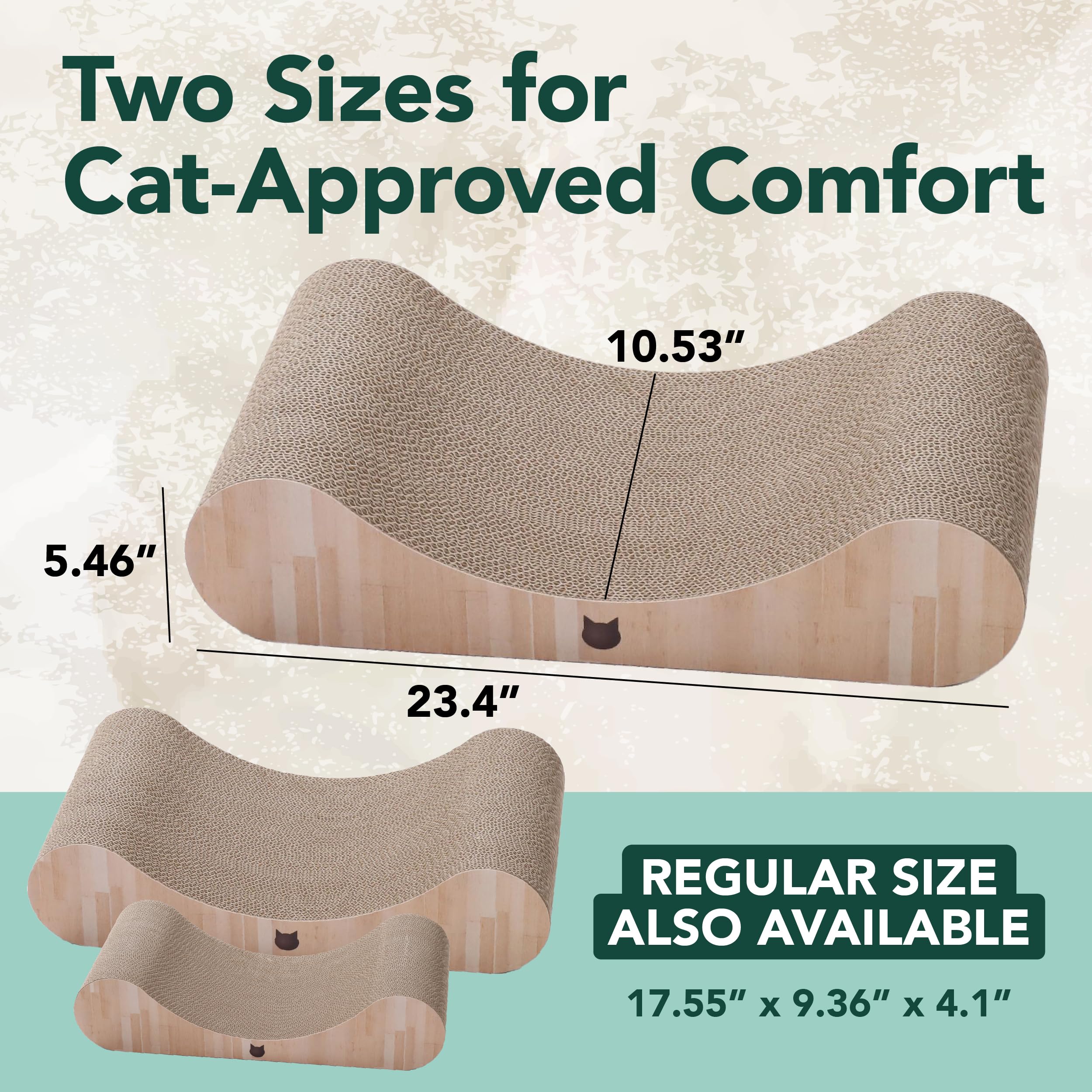 Necoichi Cama rascadora de cartón para gatos de interior, tabla de rascar para gatos, tumbona horizontal para gatos con uso reversible y comodidad adicional para descansar, curvada (23 pulgadas