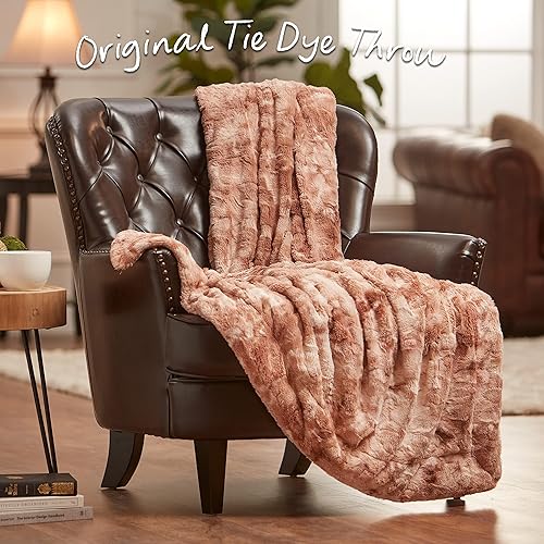 Miniatura 2 de Chanasya - Manta de piel sintética de piel sintética acogedora y mullida con estampado de variaciones de color Manta de tiro de microfibra de piel