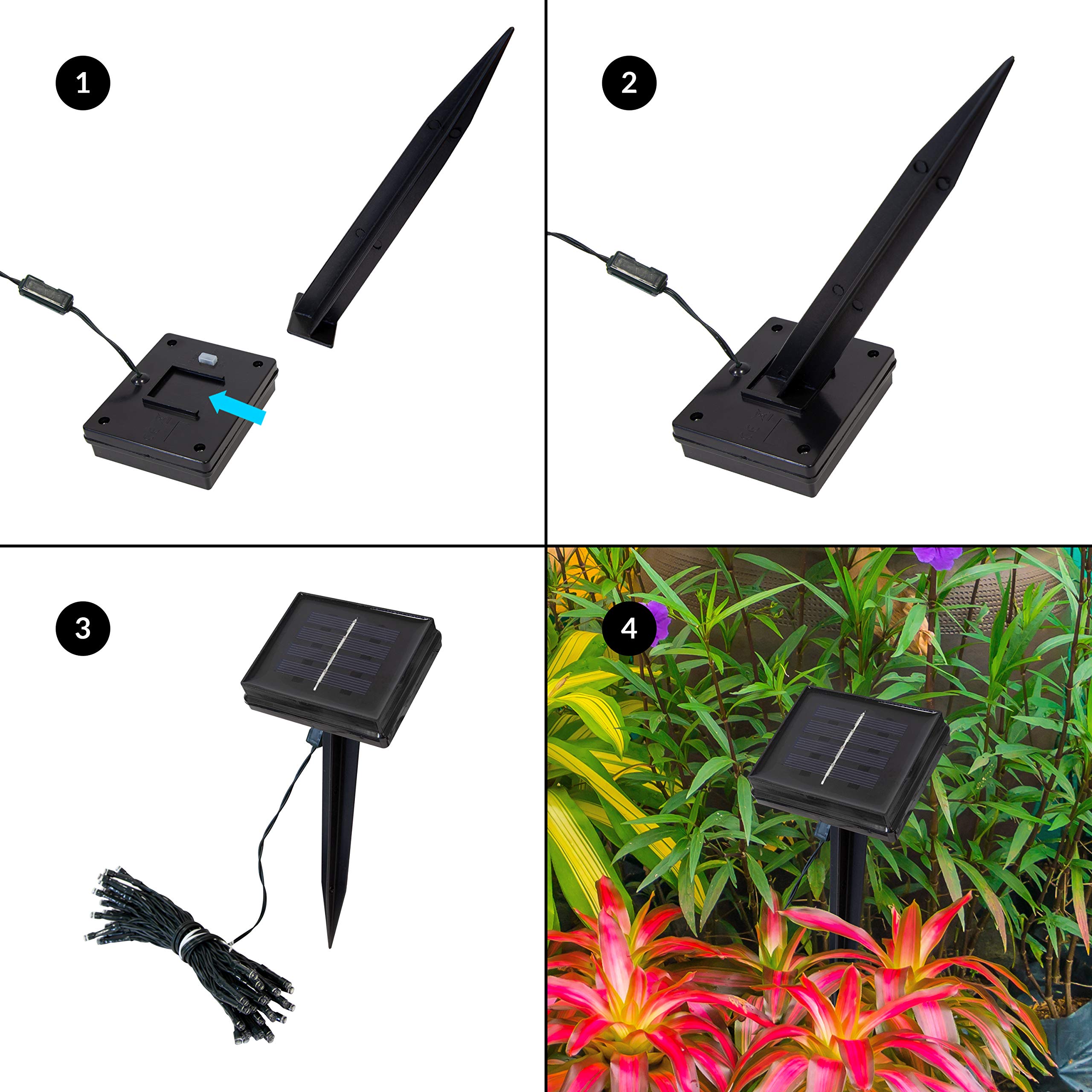 GardenKraft 15580 50 Multi-Coloured Solar Powered Outdoor LED String Lights / 4.9m Coverage / IP44 Weatherproof / Auto-On / Garden - Image 4