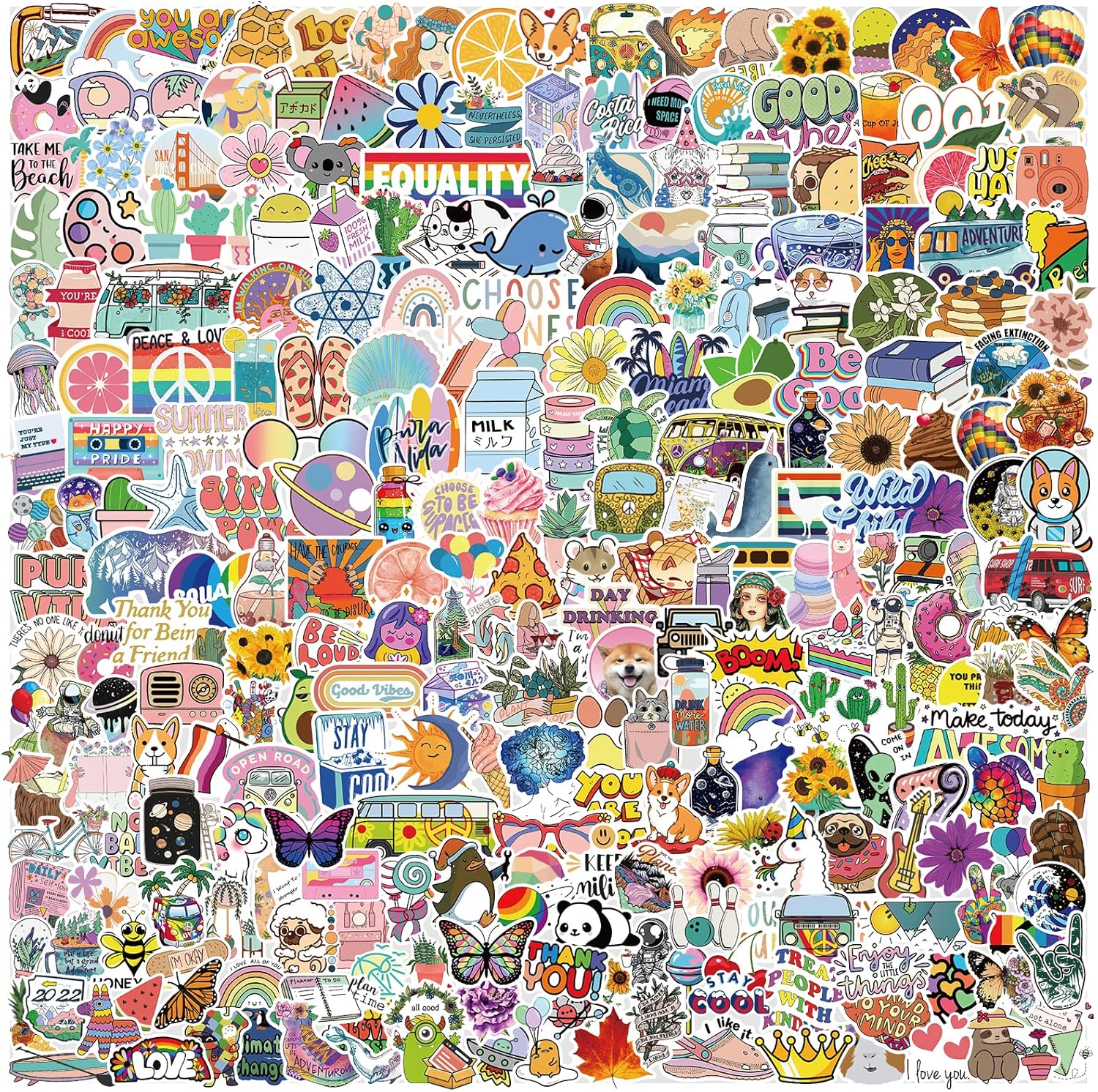 Cute Vinyl Waterproof Aesthetic Water Bottle Stickers for