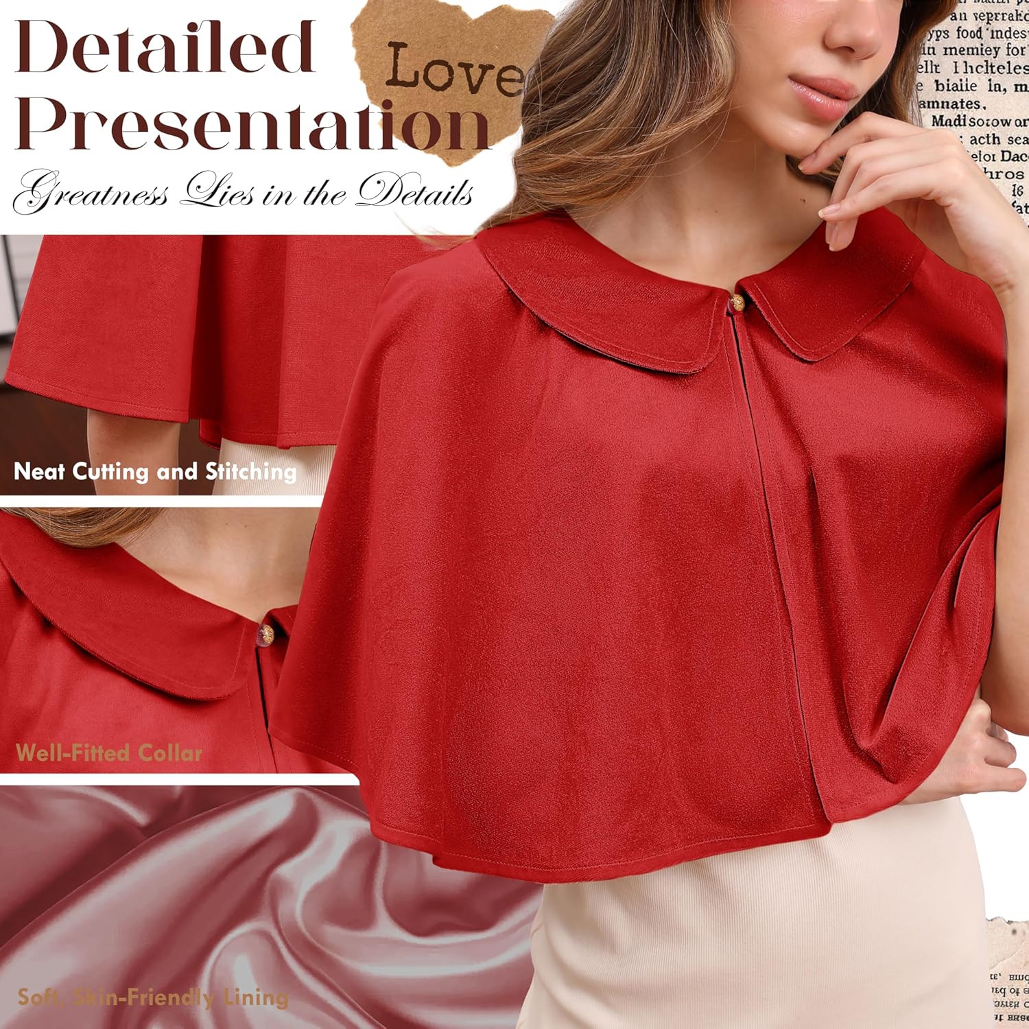 Shawl Wraps with Lapel Collar for Women, Soft Winter Cape for Evening Dresses, Lightweight Capelets Wedding Cover Up - Image 2