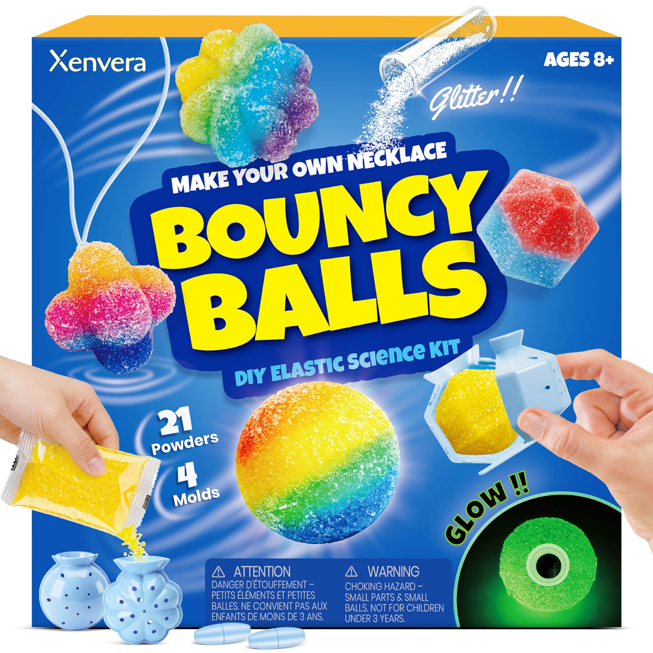 Xenvera Bouncy Ball Making Kit, Glow-in-the-Dark Necklaces, Age 8+