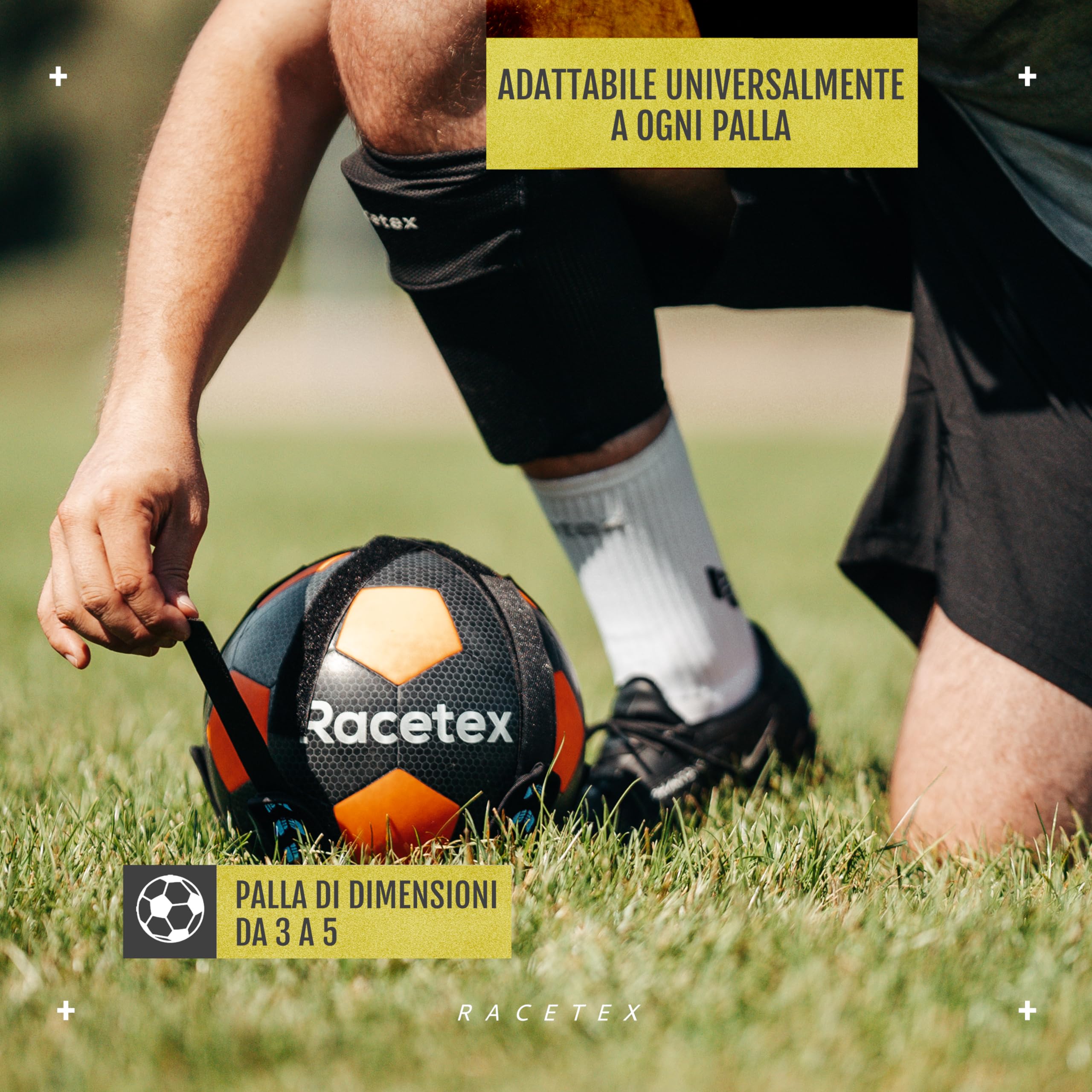 Racetex Allenatore di calcio con corda [lunghezza regolabile] – Il dispositivo di allenamento perfetto per calciatori – Accessori per calcio – Cintura per allenamento calcio – Idea regalo
