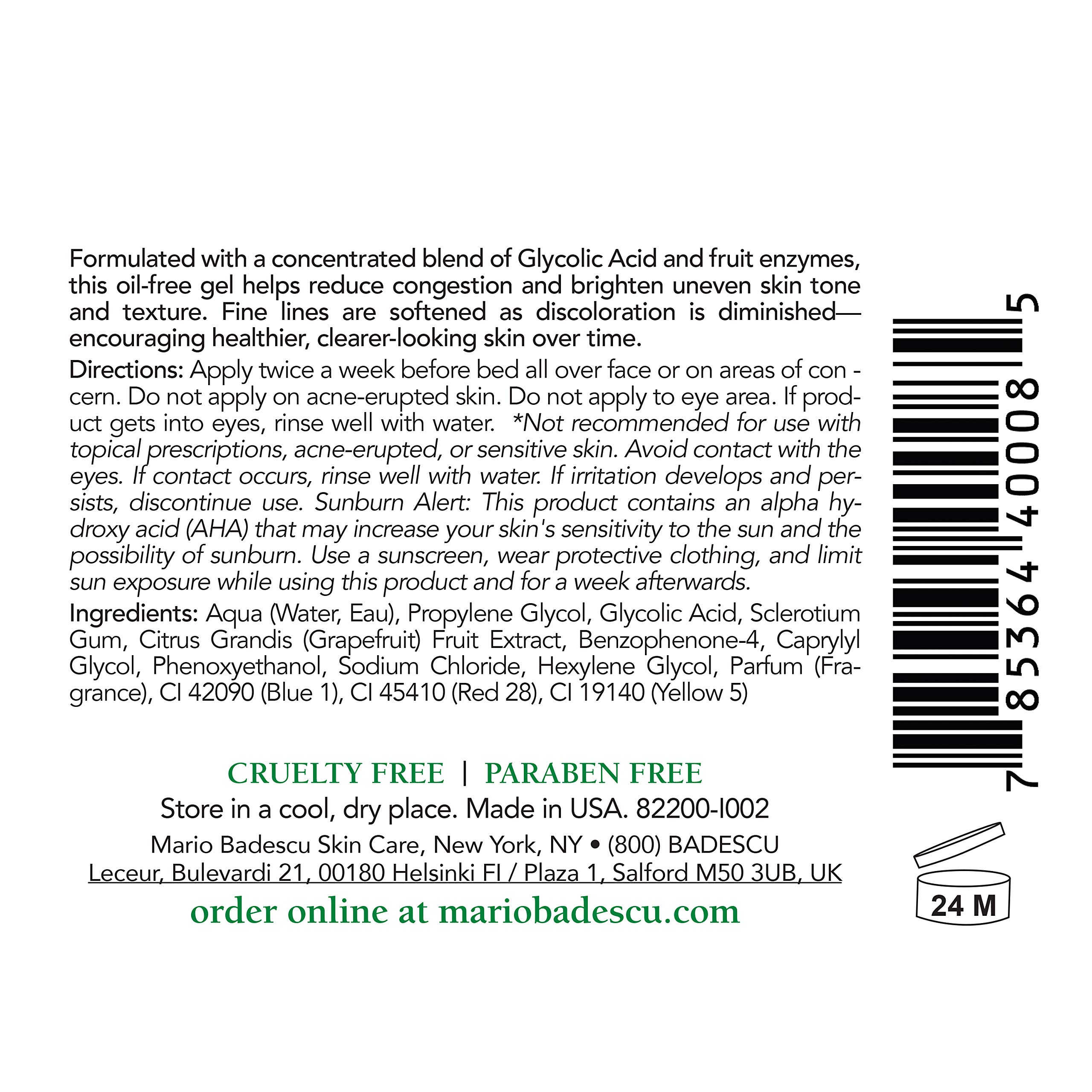 Mario Badescu Glycolic Gel for Oily or Congested Skin, Oil-free Skin Resurfacing, Retexturizing & Refining Gel that Helps Boost Clarity, Pack of 1, 2 Fl Oz