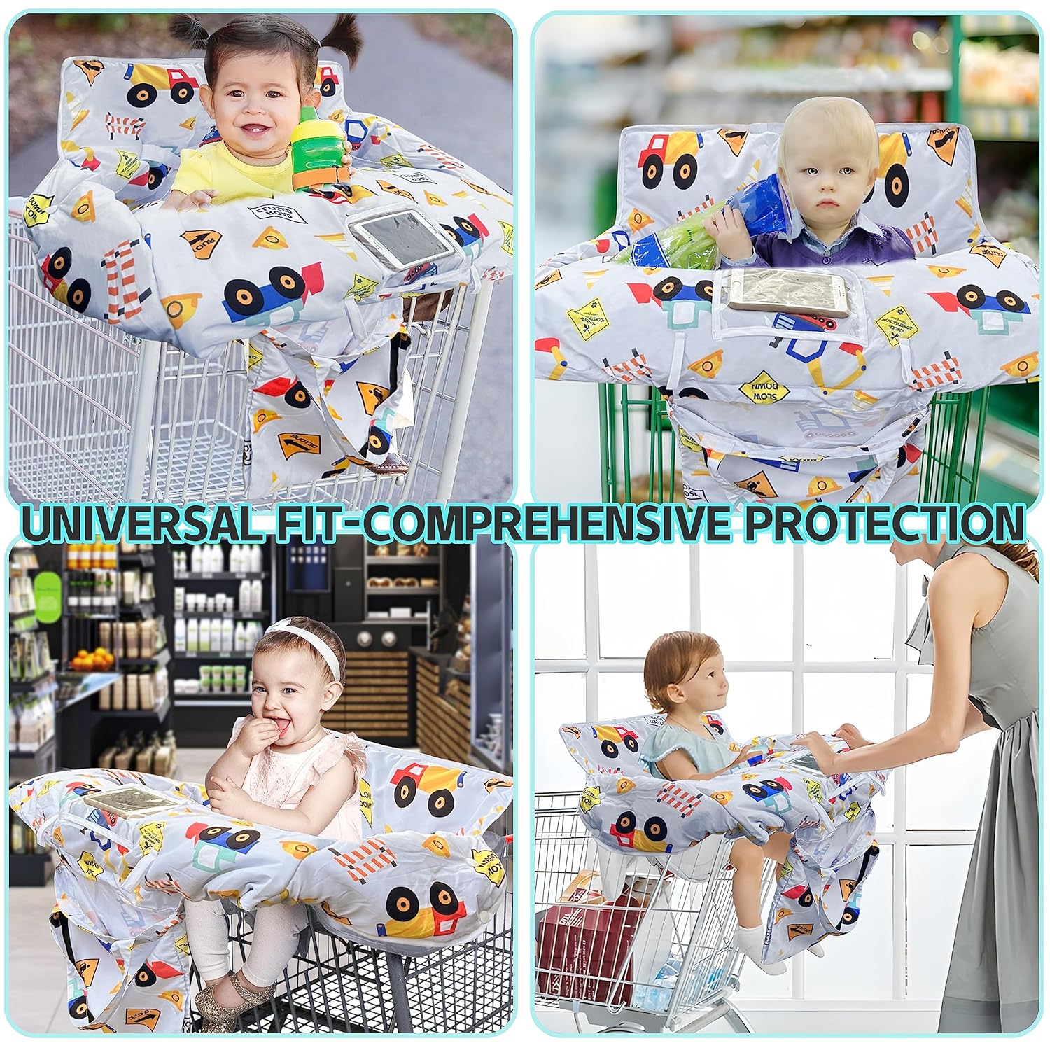 Shopping Cart Cover for Baby,2-in-1 High Chair Cover with Portable Cloth Bag,Cart Seat Pad for Babies Grocery Cushion Cover Restaurant,Suitable for All Supermarkets