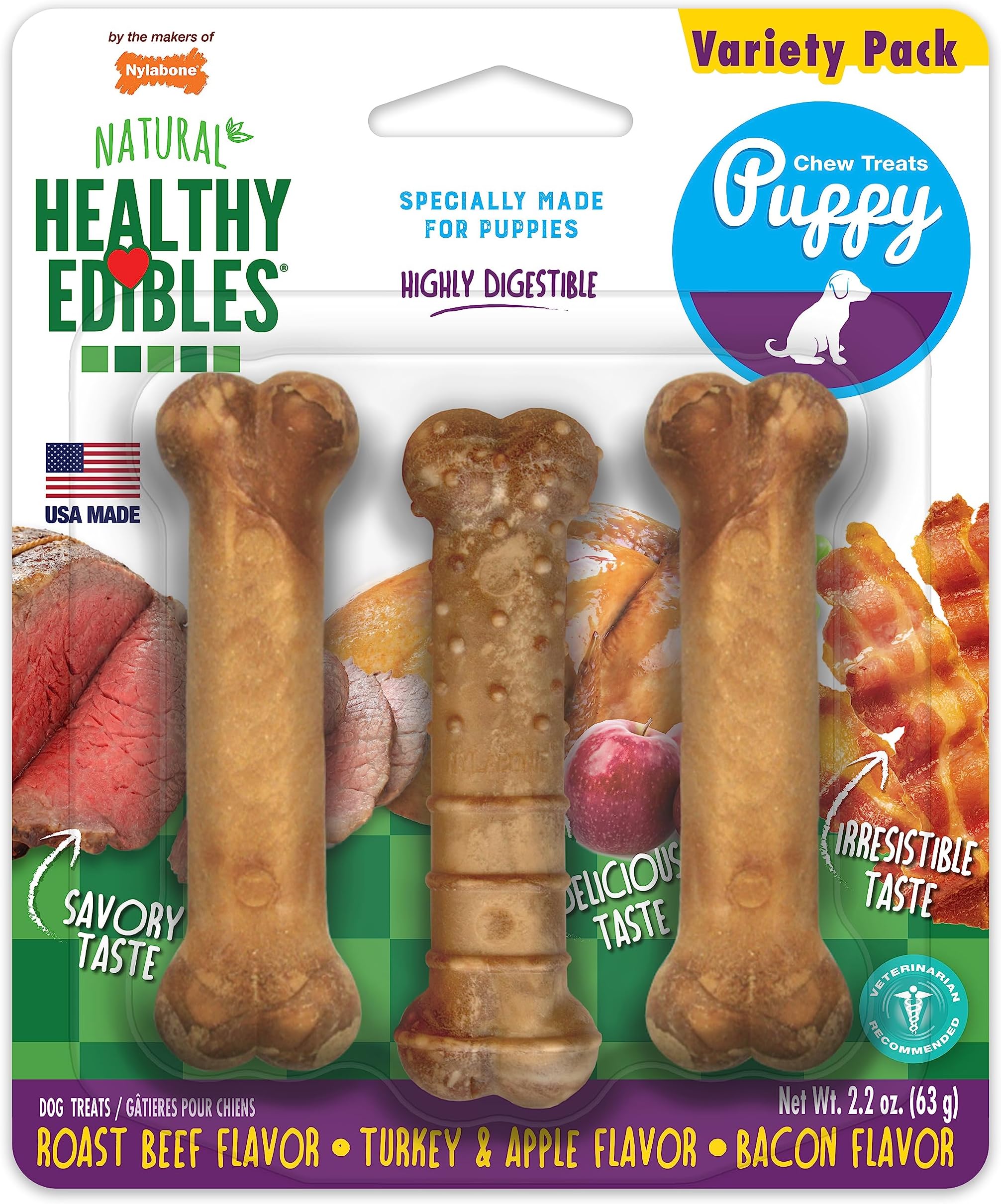 Nylabone Npe101Vp3P Healthy Edibles Puppy Starter Kit, 3 Pack