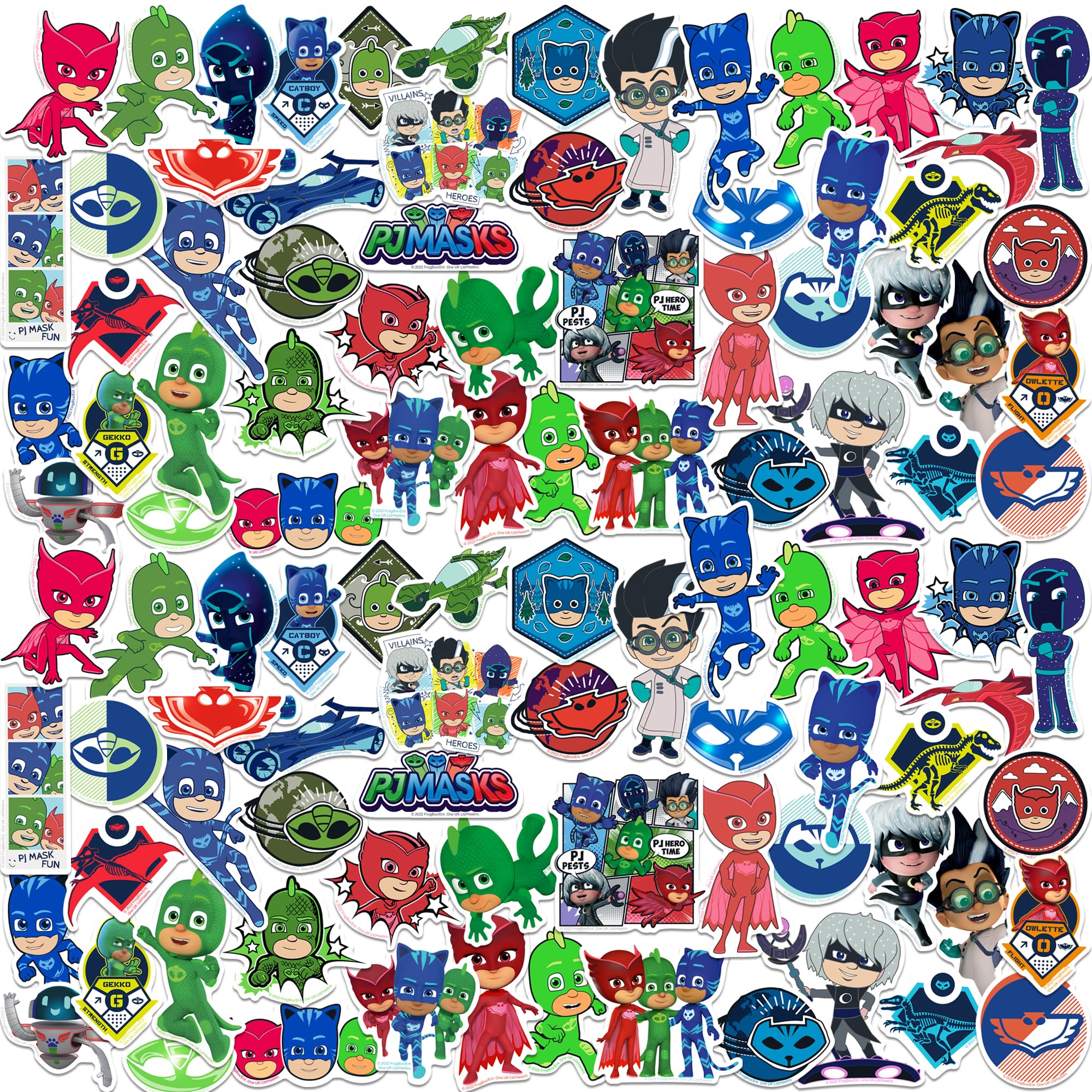 Pj Masks 200ct Vinyl Large Deluxe Stickers Variety Pack - Laptop, Water Bottle, Scrapbooking, Tablet, Skateboard, Indoor/Outdoor