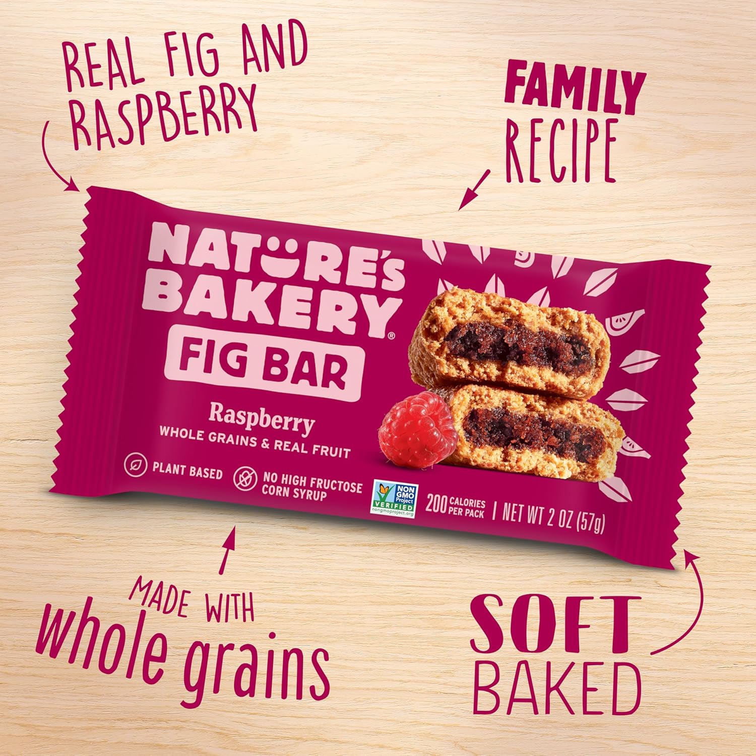 ’s Bakery Whole Wheat Fig Bars, Raspberry, Real Fruit, Vegan,