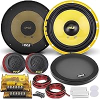 Pyle PLG6C 6.5-Inch 400W 2-Way Component Car Speakers with Tweeters, Crossovers & Wiring Kit - Yellow