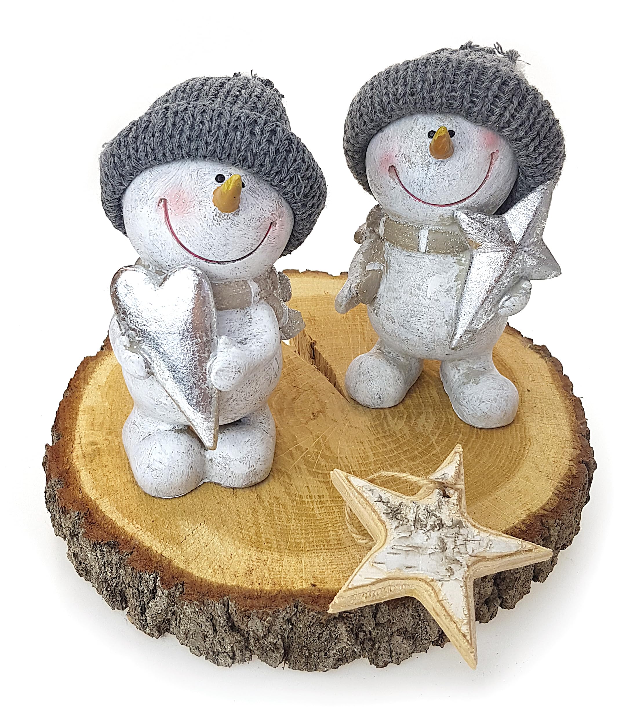 COM-FOUR® sneeuwpop figuur maat L, winterdecoratie figuur met kegellichaam gemaakt van bladeren, liefdevol handwerk, prachtige tafeldecoraties voor de adventstijd (wit - L