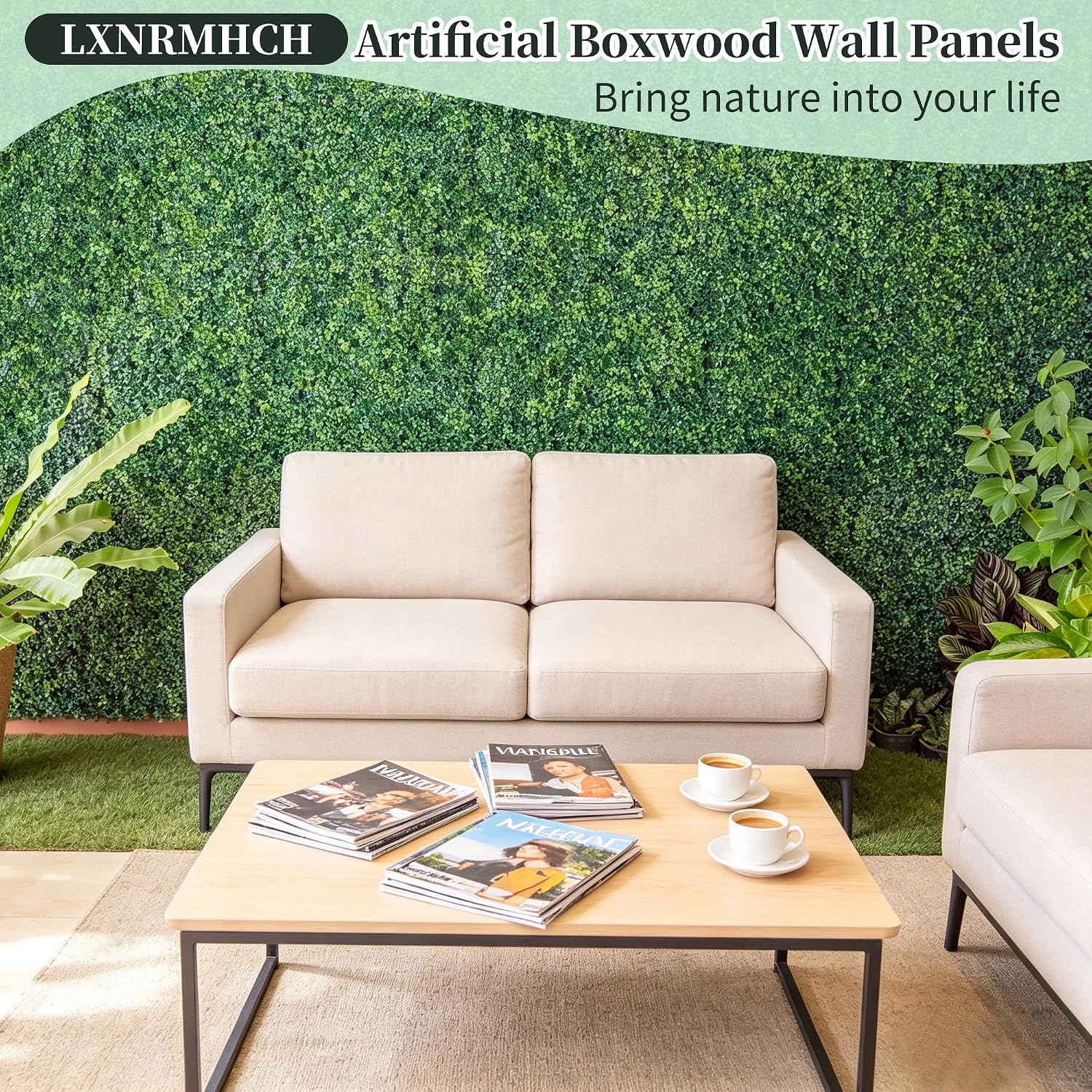 Artificial Grass Wall Panel 16Pcs 10x10in Boxwood Foliage Hedge Panels | Fake Greenery Backdrop for Party Indoor Decor, Faux Green Leaf Plant Wall Outdoor Privacy Screen Patio Balcony Garden Fence
