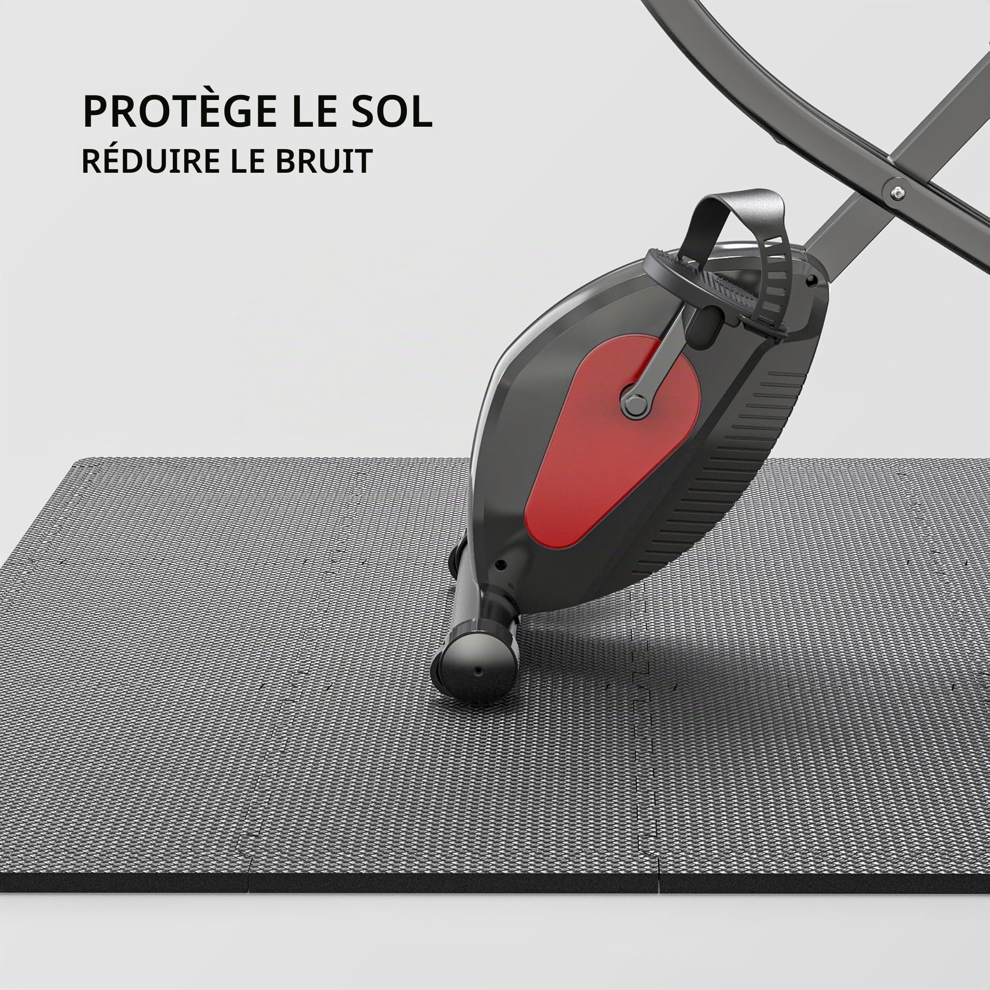 PROIRON Tapis de Protection de Sol - 4 Dalles en Mousse avec Bordures - EVA Matelas Puzzle 60x60 cm (24"x 24") Thick 1,2 cm pour Matériel Fitness, Salle de Sport, Musculation, Garage
