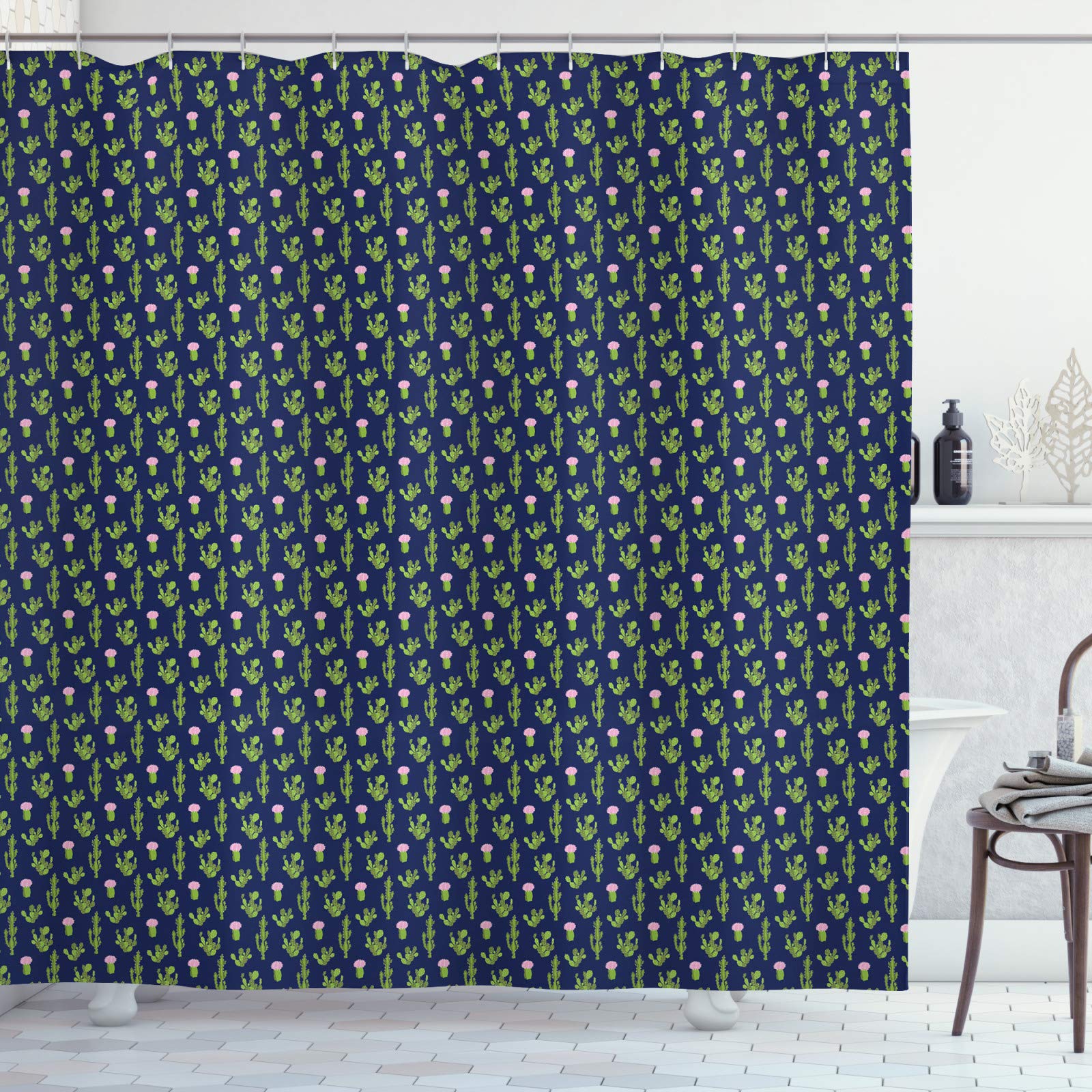Tenda Da Doccia Con Cactus E Piante Grasse - Stile Boho Moderno Per Bagno - Poliestere Morbido Con Ganci Inclusi - 177x177 Cm - Decorazione Originale E Divertente - 2