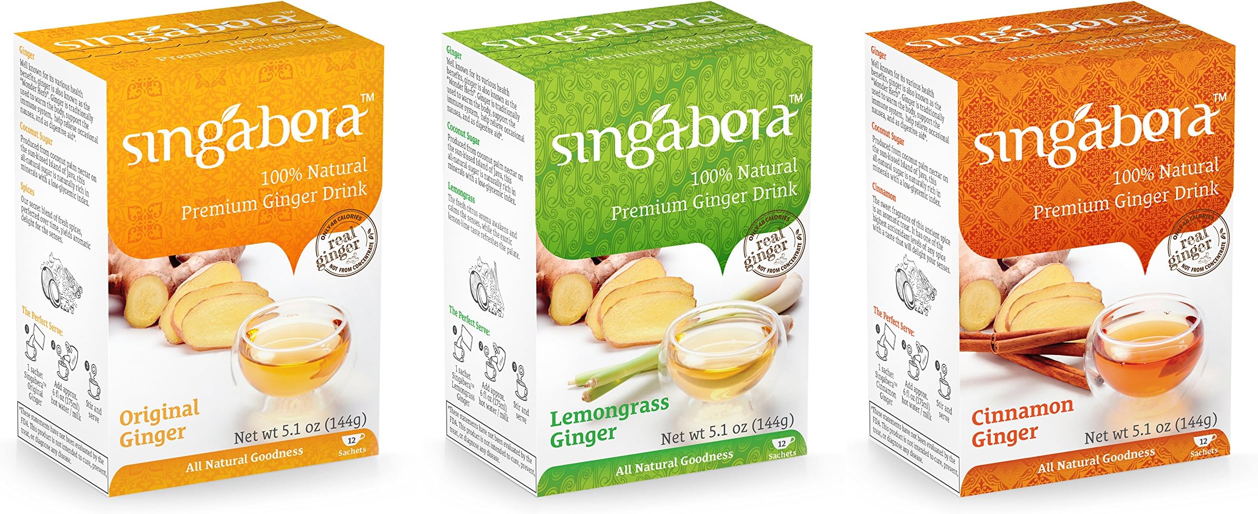 Singabera Ginger Drink 5.1 oz - Variety Pack (Pack of 3)
