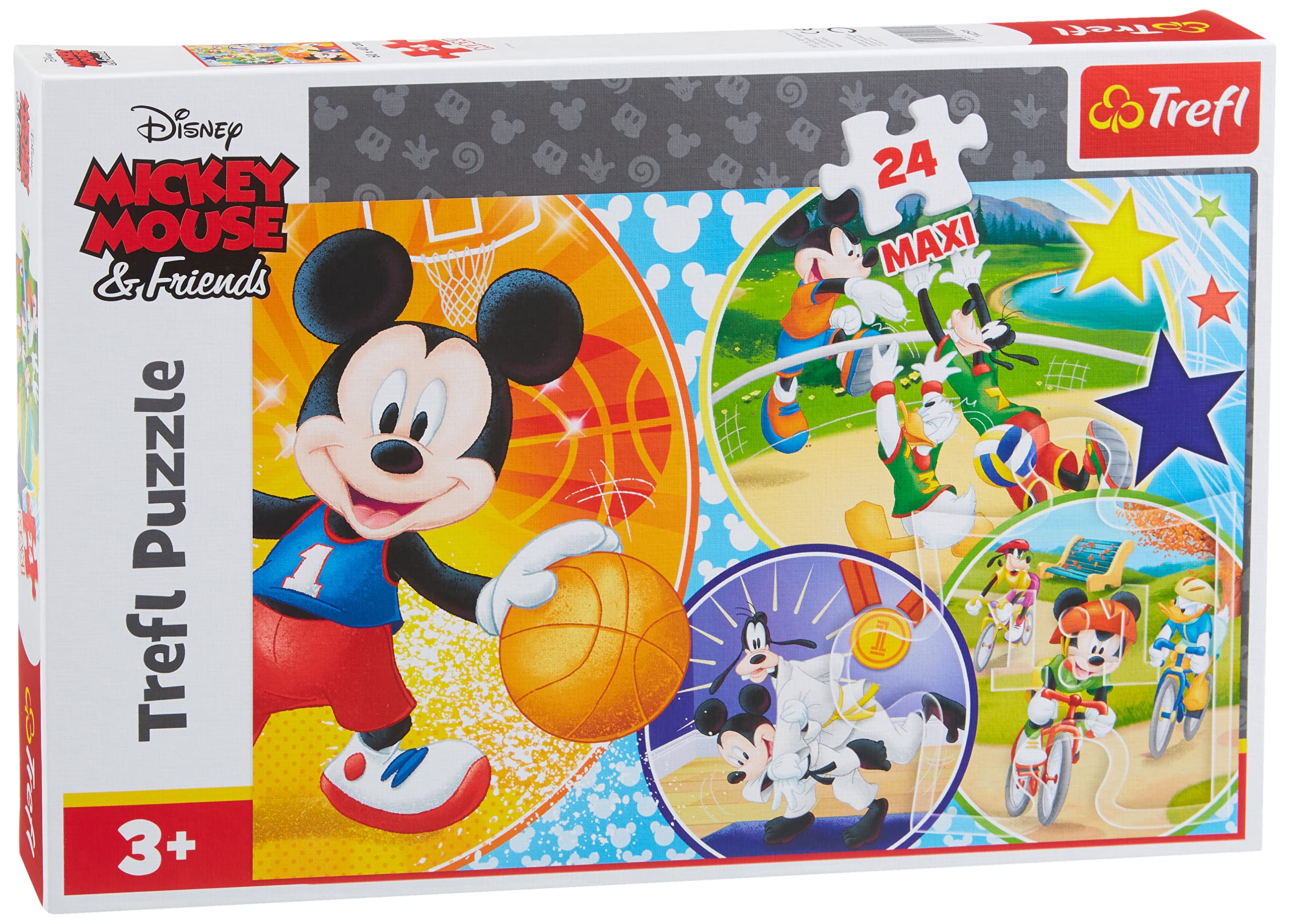 Trefl, Puzzle Time for Sport, 24 Maxi Pieces, Disney Standard Characters, for Children Aged 3 and Up