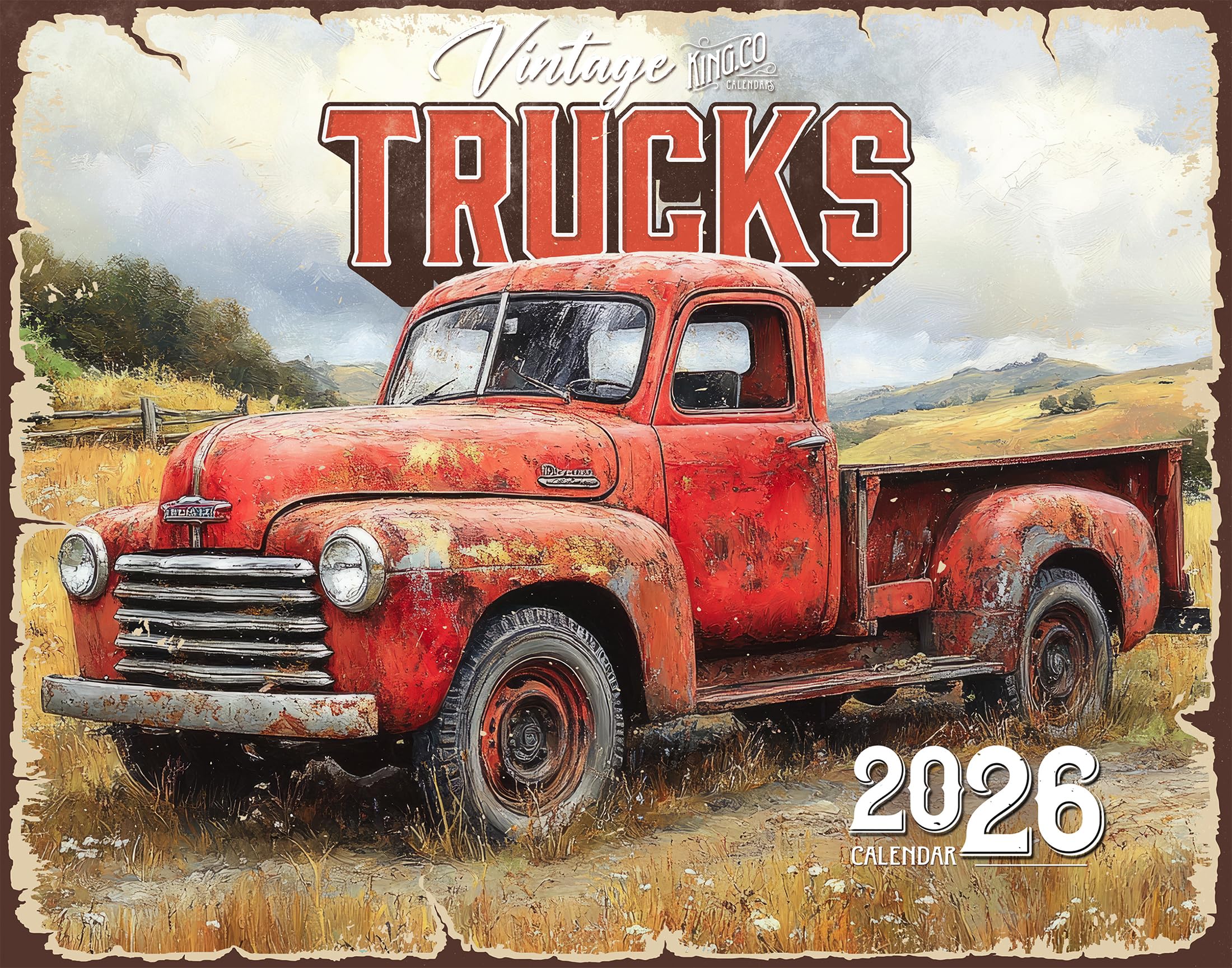 The KING Company 2026 Vintage Trucks Wall Calendar: 16-Month, X-Large 14"x22", Retro Theme