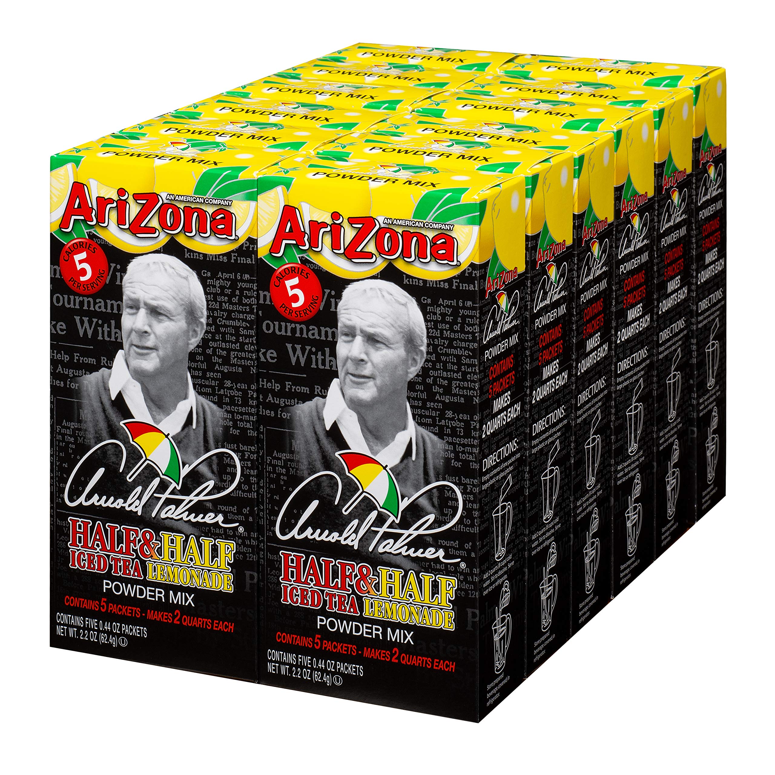 ArizonaArnold Palmer Half Lemonade Half Iced Tea Mix, 2 QT Packets (Pack of 12), Low Calorie Single Serving Drink Powder Packets, Just Add Water for Deliciously Refreshing Iced Tea Beverage