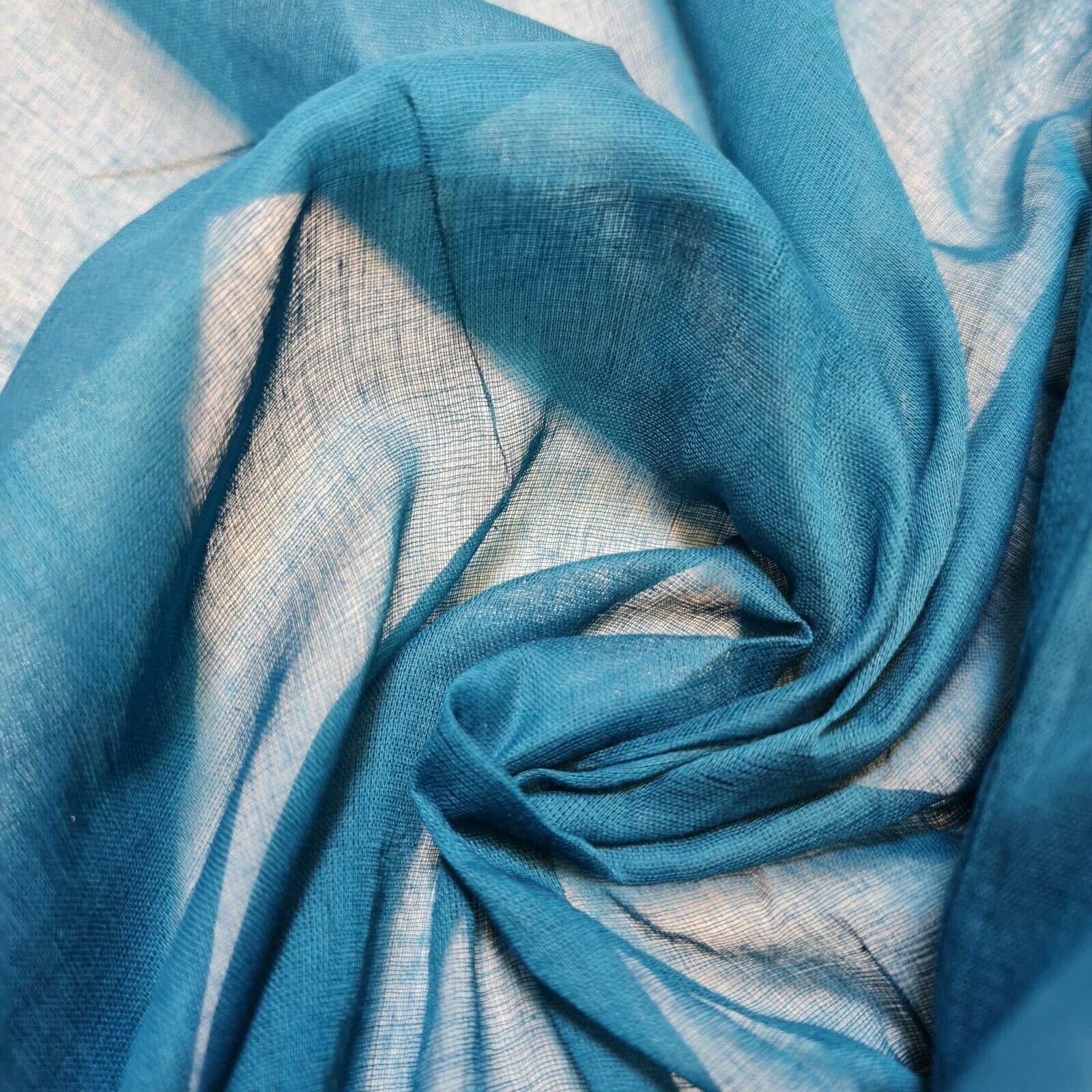 100% Cotton Soft Muslin Voile Cheesecloth Mulmul Fabric Draping Curtains 44" (2 Meter, Teal) โ image 1