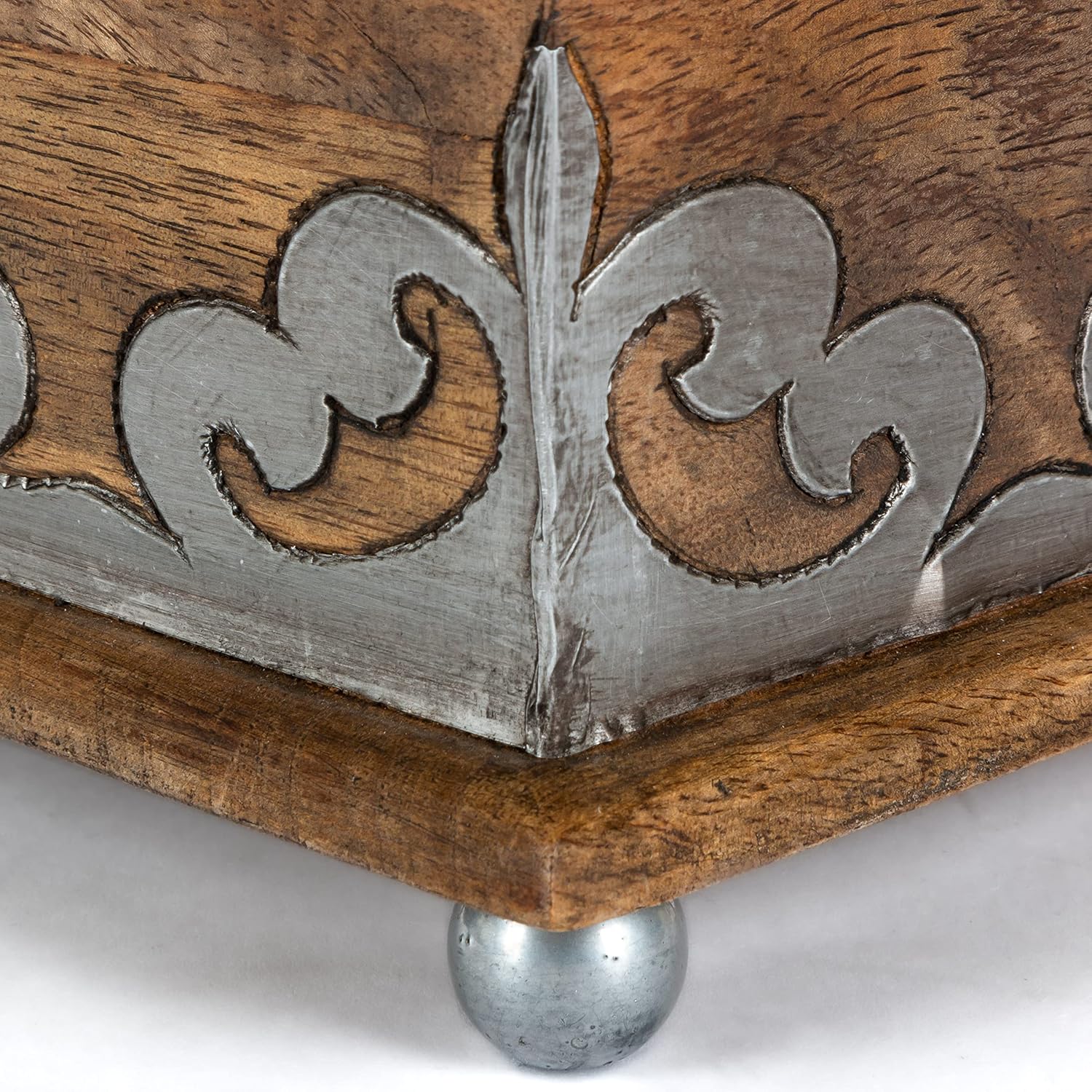 Wood and Metal 8.5-Inch Square Heritage Collection Footed Wastebasket