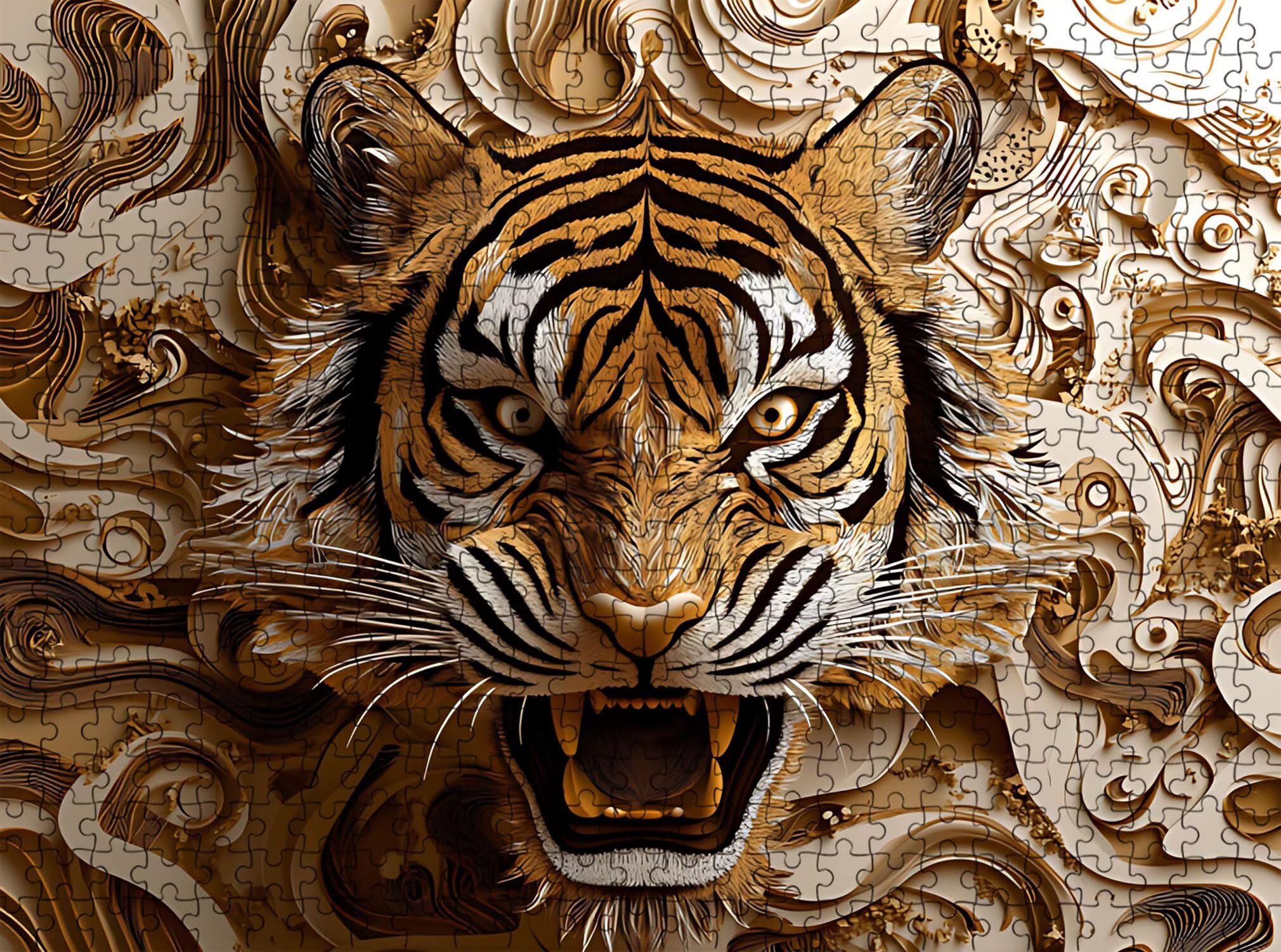 tigre Intaglio legno Puzzle 1500 Pezzi per Adulti, Puzzle in Legno - Collezione Classica con Poster Incluso - Sfida di Concentrazione e Passatempo Antistress, Gioco per Famiglia, 87 x 57 cm f0-616