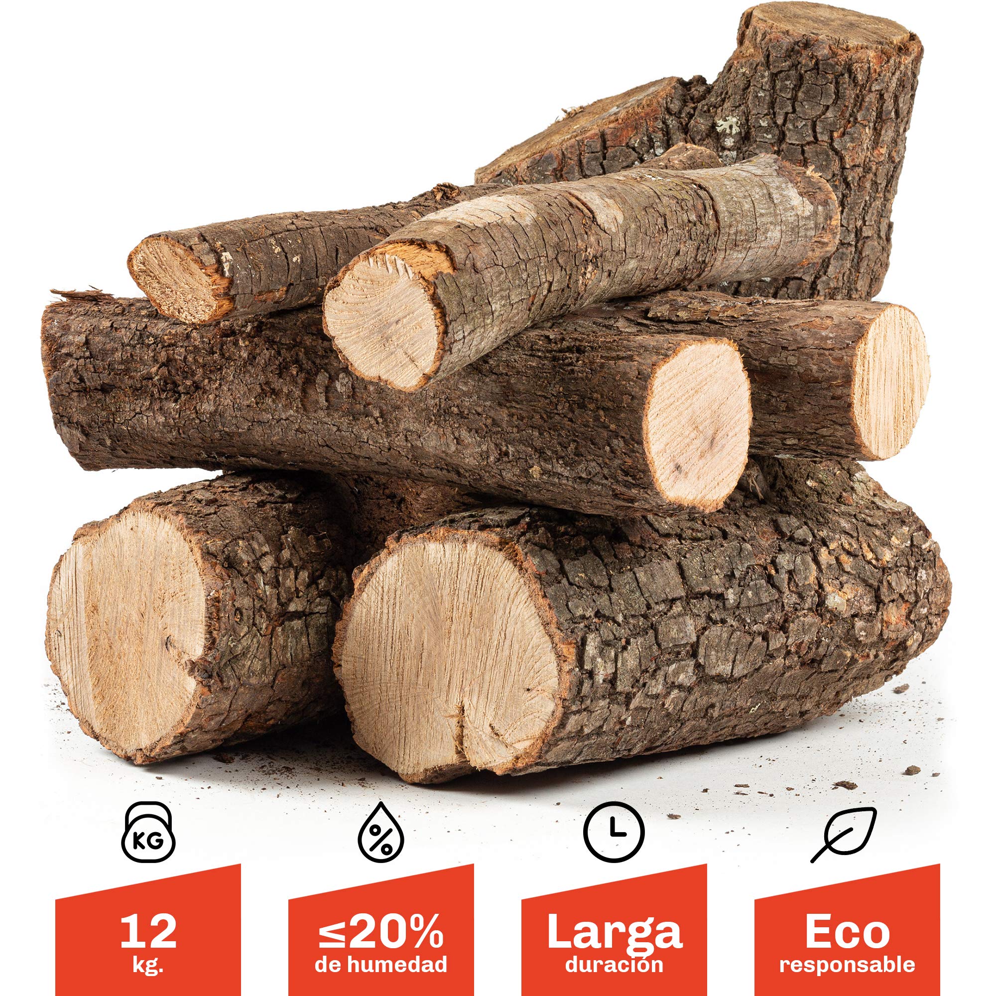 FlashPrix Leña Encina Seca Ecológica Cortada en Troncos Medianos para Barbacoa, Chimenea, Caldera y Estufa, Saco de 12Kg — view 2