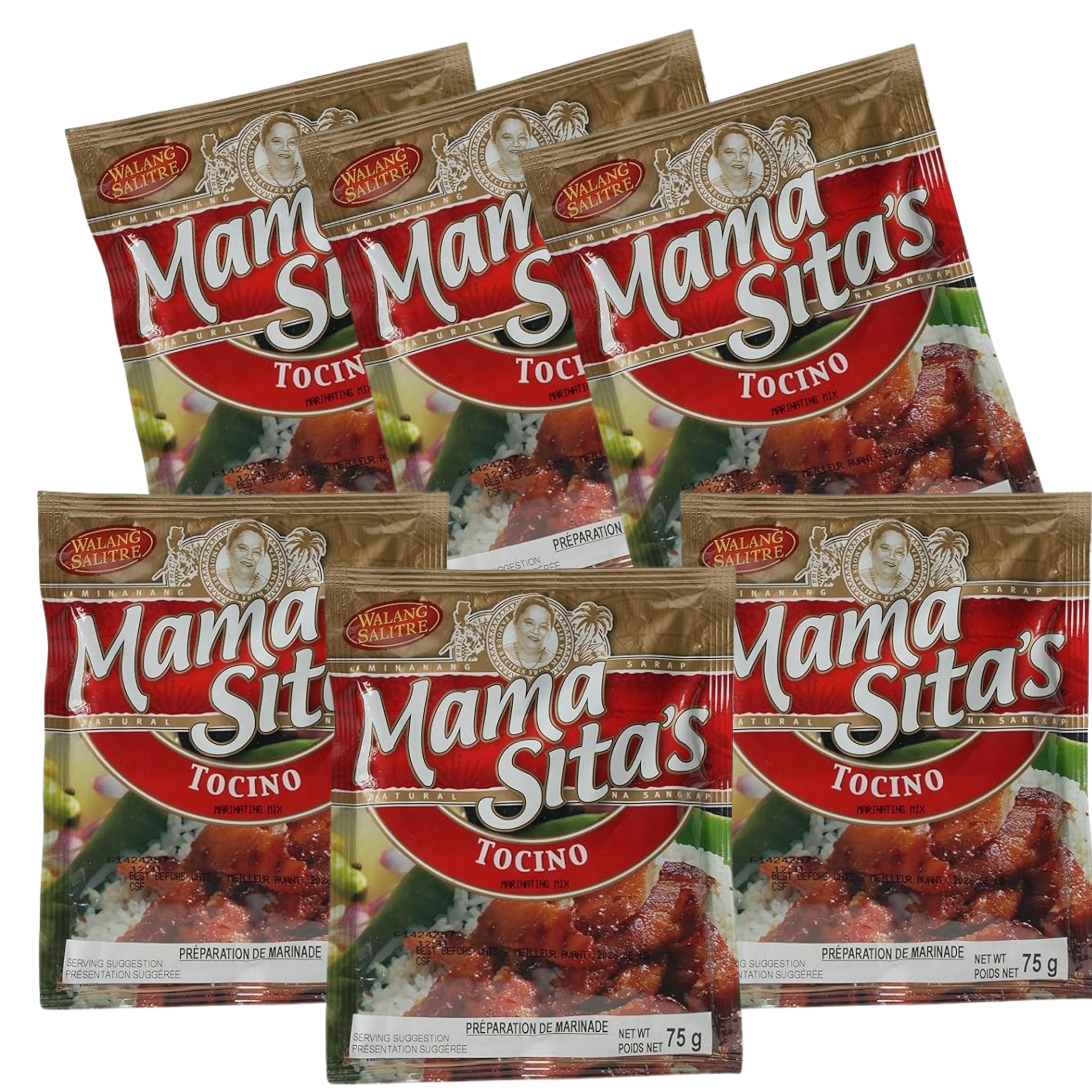 Mama Sita's Tocino Marinating Mix (Sweetened Cured Pork Mix) 2.6oz, 6 Pack