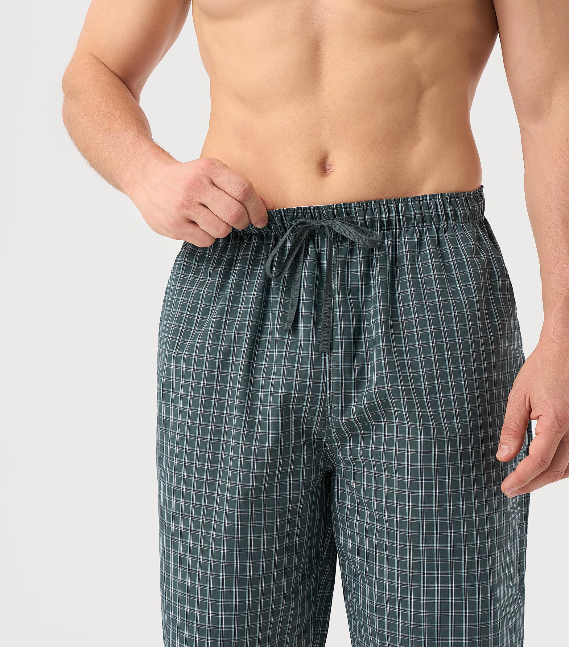 DAVID ARCHY Lot de 3 pantalons de pyjama pour homme en fil peigné en coton et polyester tissé - Pantalon de pyjama long et respirant avec poches