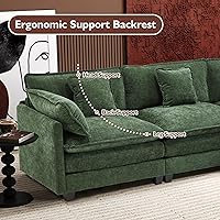 Vista 7 de Ihanherry 111.4" L Shaped Modern Sofa Modular Sectional Cloud Couch with Ottoman, 4-Seat Chenille Deep Seat Sofa with Pillow for Living Room