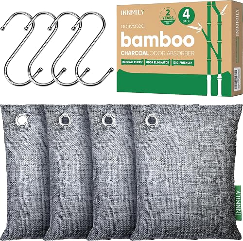 Innmily Activated Charcoal Odor Absorber 4×200g with Hooks